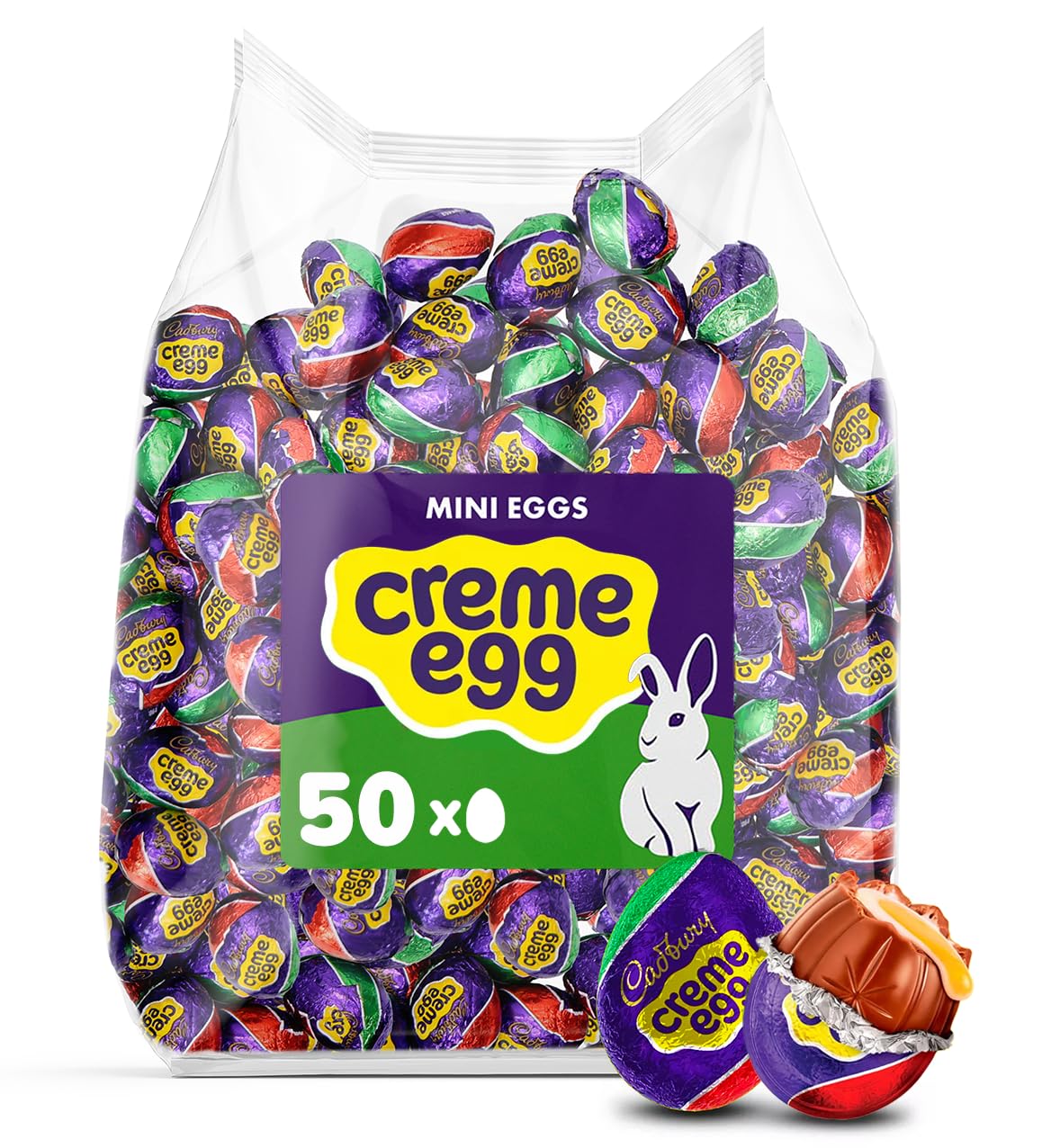 Cadbry Mini Creme Eggs Milk Chocolate Fondant Filled Eggs Bulk Pack - 1 Pound 50 Pieces - Easter Candy Individually Wrapped for Egg Hunts, Baskets Stuffers, Party Favors, and Sweet Treats (1 Pound Crème Eggs) Thumbnail