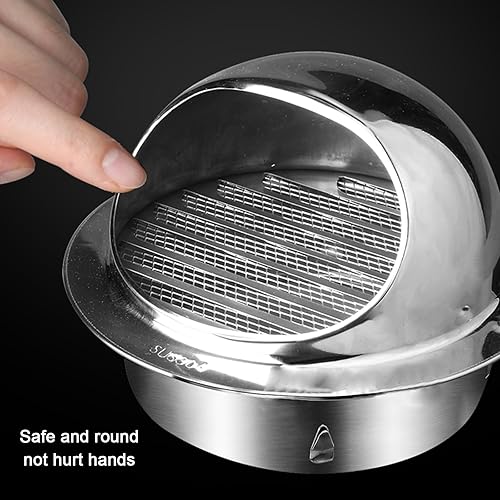 Miniatura 7 de Tapón de chimenea de acero inoxidable 304, rejilla de ventilación de pared redonda, salida de aire de pared exterior, campana extractora, tubo de