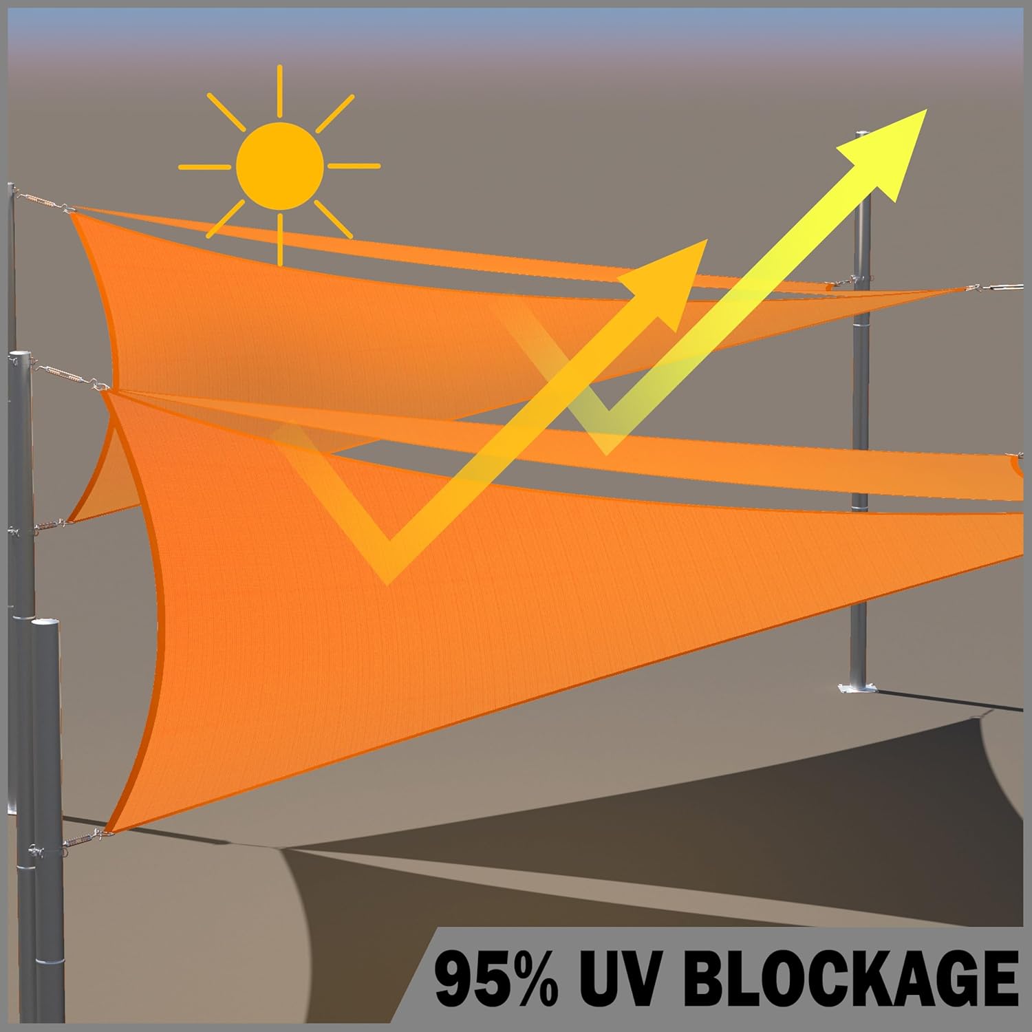 ShadeMart 12' x 12' x 12' Orange Waterproof Shade Sail Triangle Sun Shade Sail 95% UV Resistant Canopy Awning Shelter Sunshade for Backyard Patio Deck Balcony Pergola Garden
