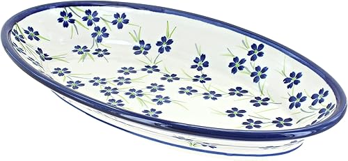 Miniatura 8 de Blue Rose - Plato ovalado pequeño con ribete de cobalto