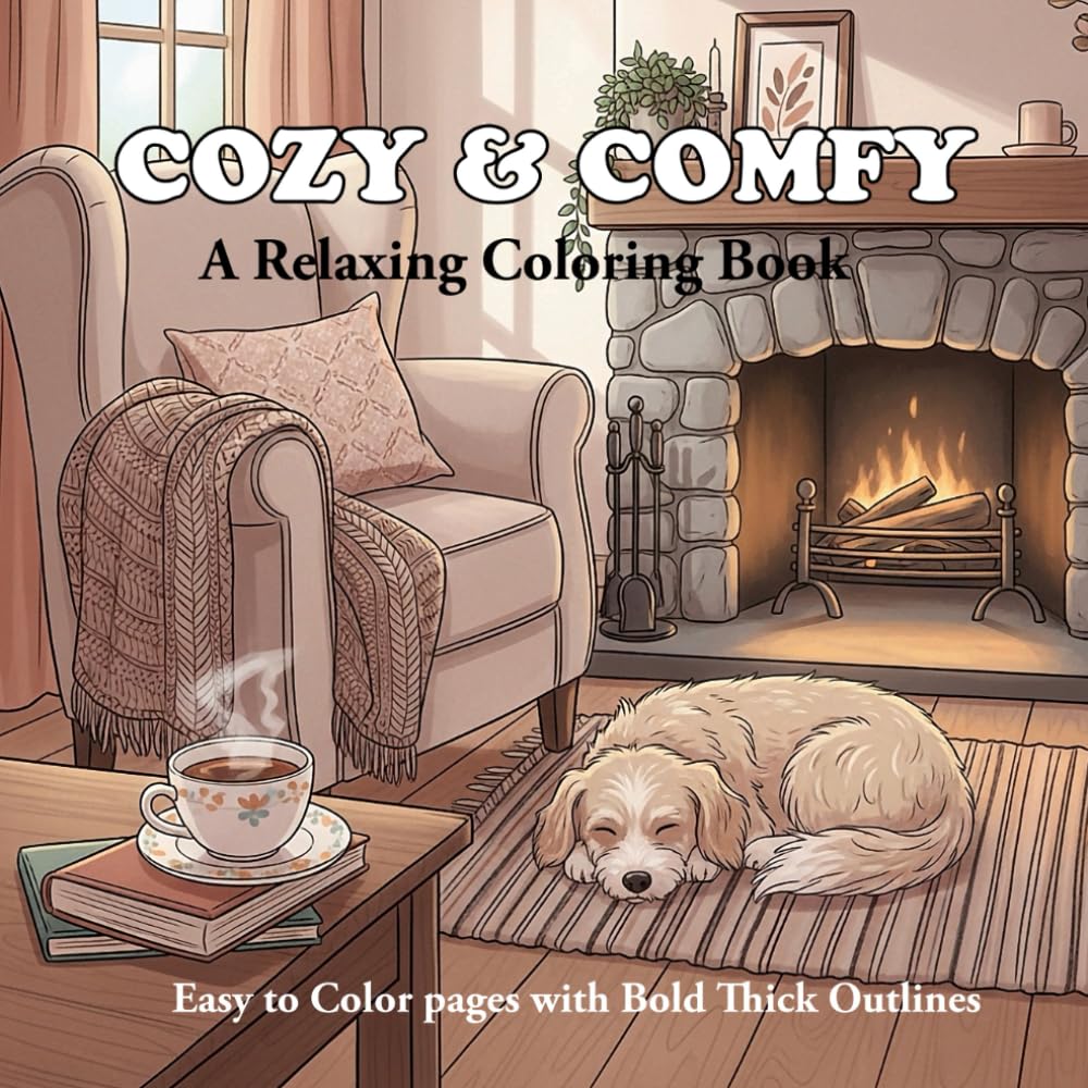 Cozy and comfy. A relaxing coloring book.: Easy to Color pages with Bold and thick outlines
