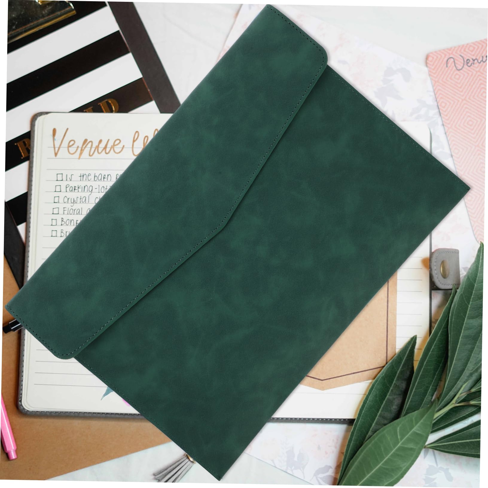DOITOOL Borsa Portadocumenti in Ecopelle Pieghevole Con Bottone Organizer Cartelletta Per Ufficio e Viaggi Porta File Multifunzionale Per Contratti e Fatture Custodia Portatile Per Donna e