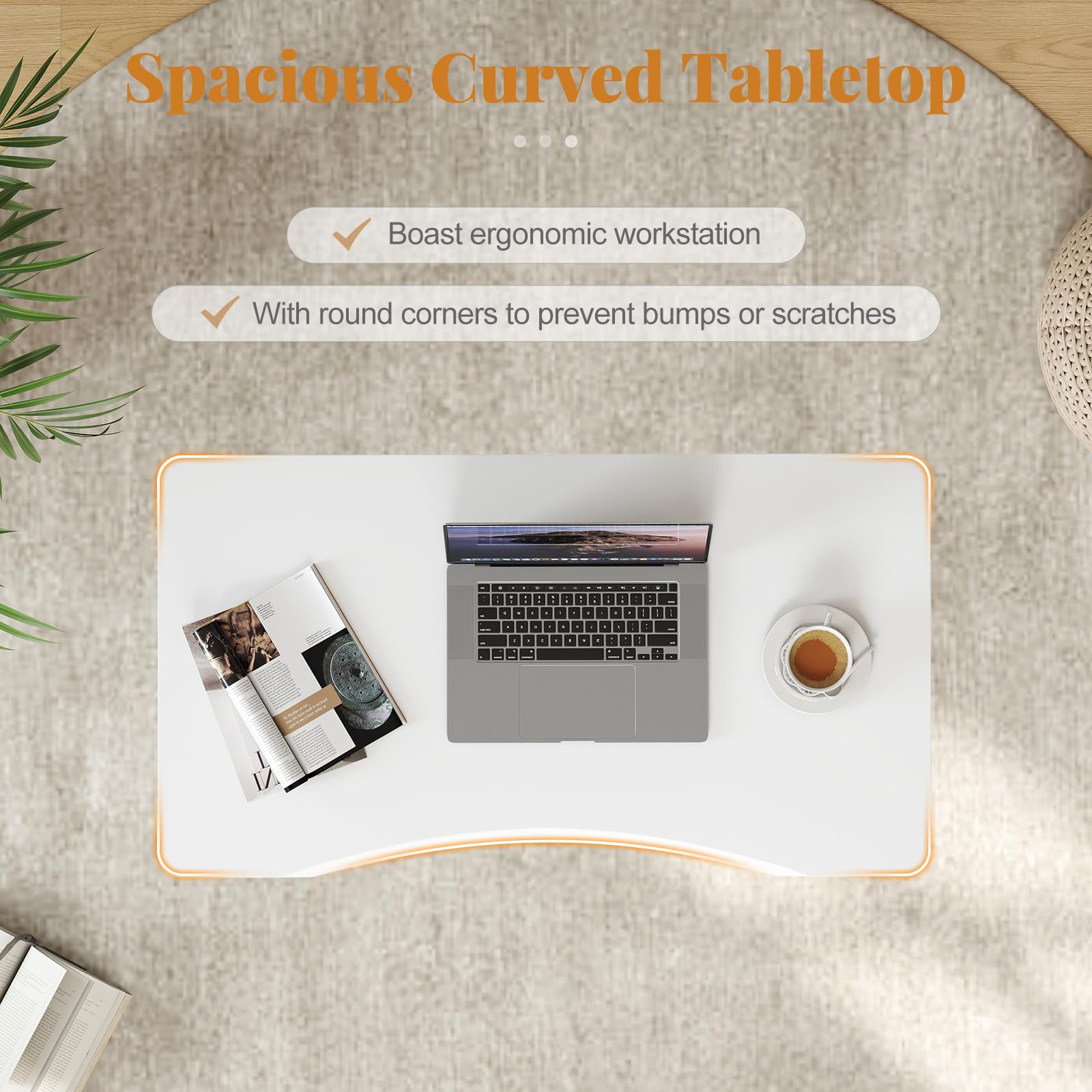 LIFEZEAL Scrivania mobile regolabile, tavolini pieghevoli portatili per sedersi e stare in piedi, tavolino ausiliario a forma di C con ruote bloccabili e struttura in metallo (bianco)
