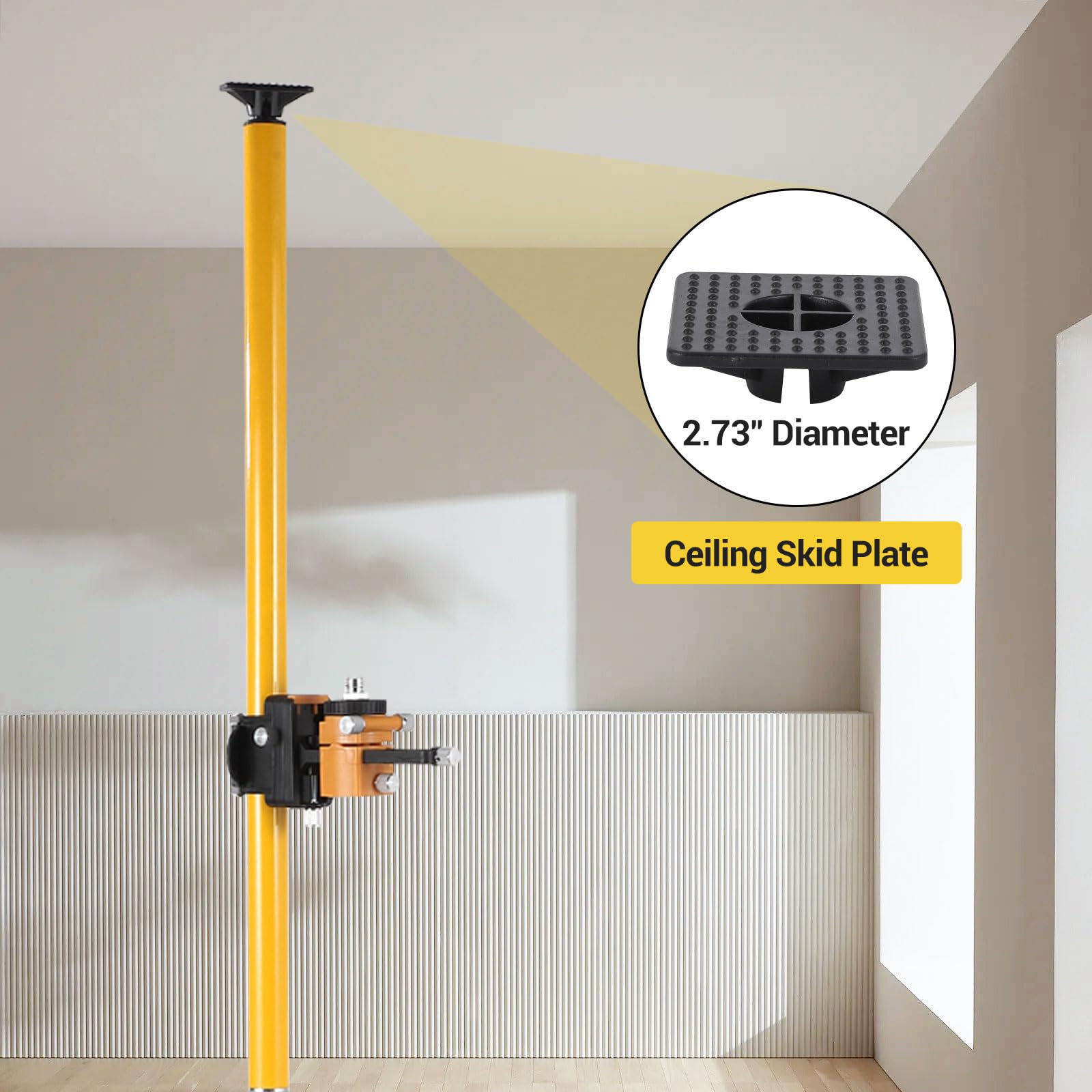 Garvee Trépied professionnel pour niveau laser – Barre horizontale et mât télescopique 3,7 m, hauteur réglable 19-33'', adaptateurs 1/4"-20 & 5/8"-11, aluminium robuste, pieds antidérapants – Montage