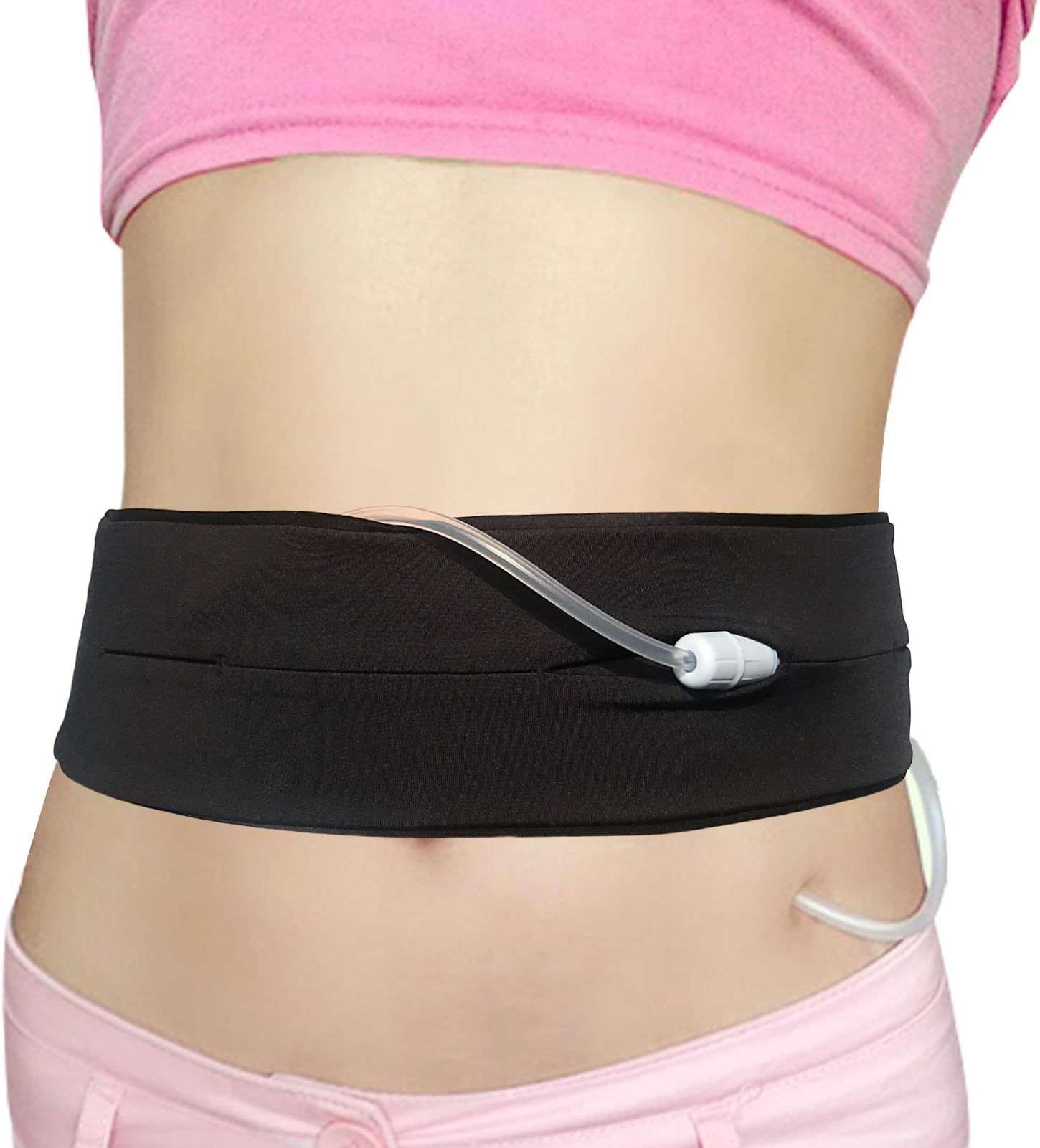 Peritoneal Dialysis PD Belt Catheter Holder Adjustable Abdominal Waist Accessories for Stomach G/Peg/J Feeding Tube Women Men Black, Medium 29-41"