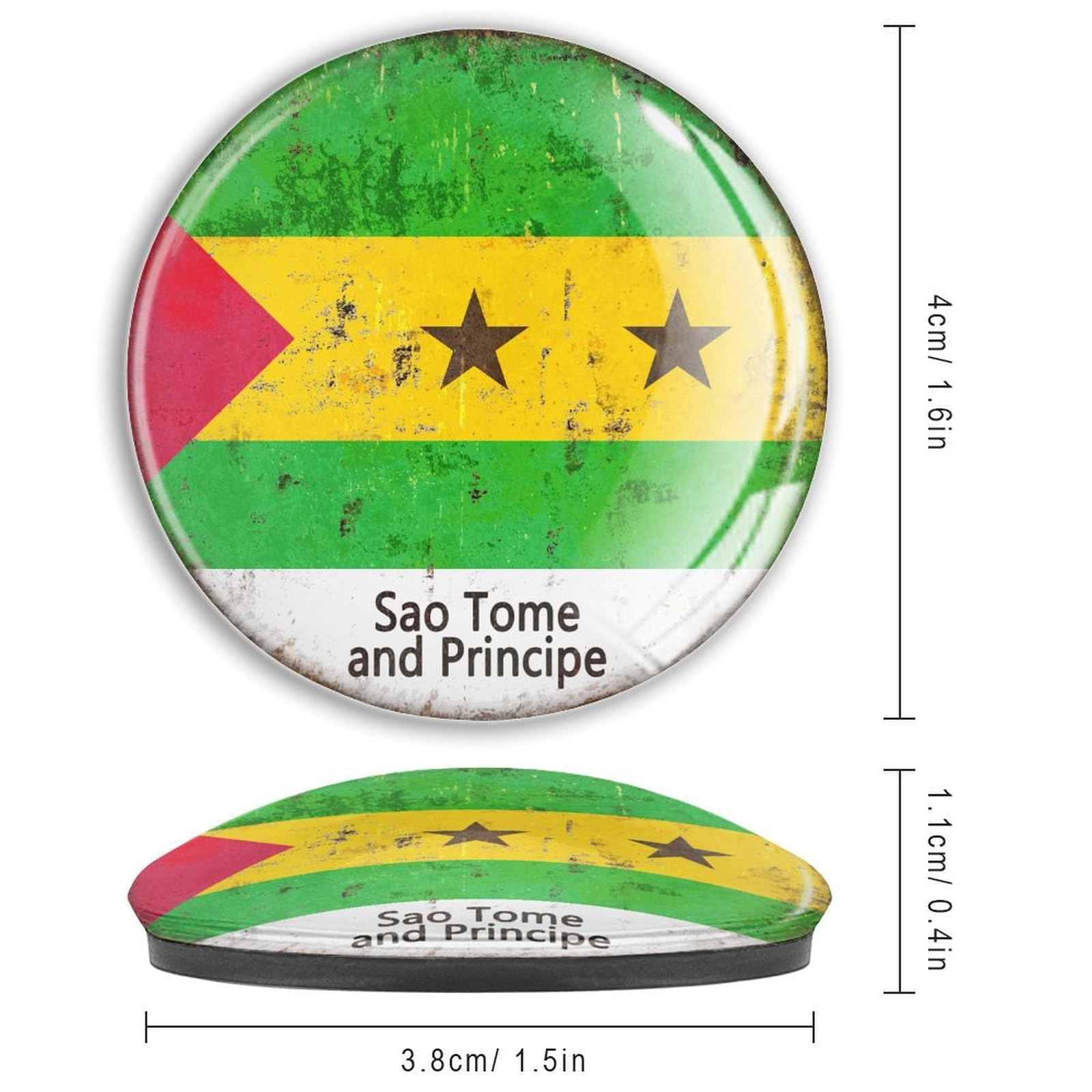 Glas-Kühlschrankmagnete "It's in My DNA Sao Tome" und Principe-Flagge, kleine Magnete, Nationalfeiertag, Gedenkmagnete für Schule, Zuhause, Küche, Büro, Klasse, Whiteboards, 4 Stück