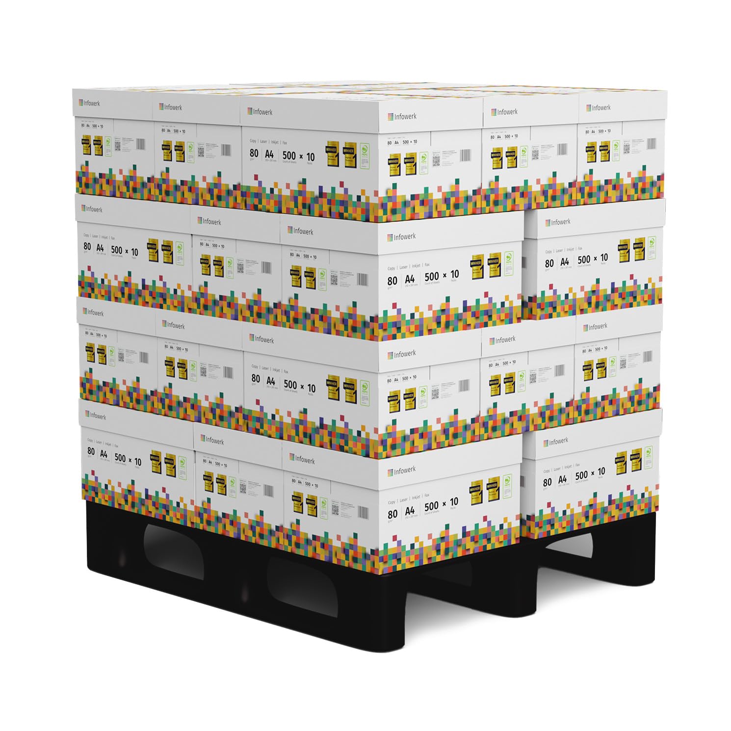 Papel multiusos para impresora, Folios A4, 80g, 140.000 Hojas, 28 Paquetes de 5.000, Color blanco, PEFC