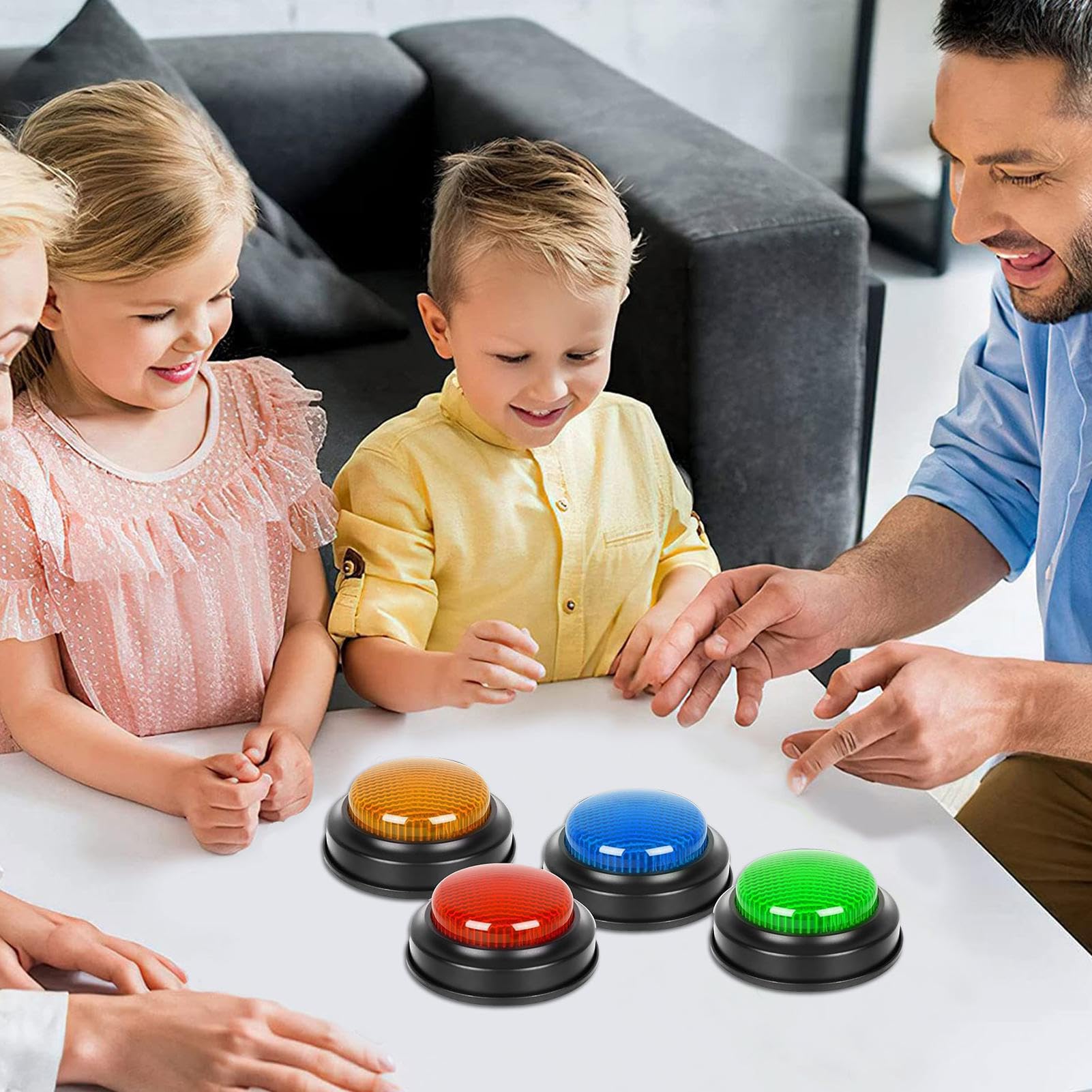 Générique Buzzer Sonore Et Lumineux pour Enseigner avec Salle De Classe, Answer Buzzers Blind Test,Accessoires De Jeu Télévisé (Lot De 4)