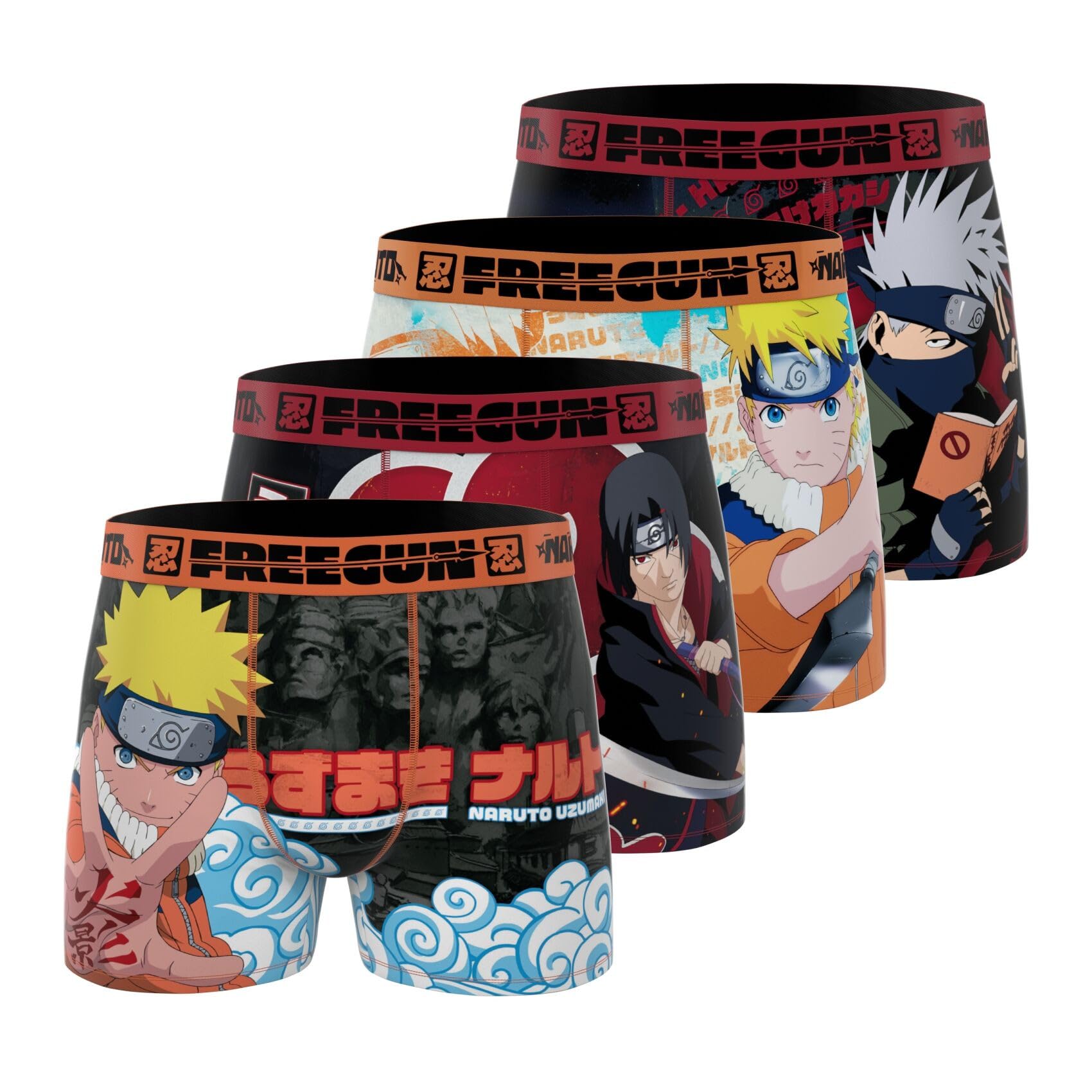 Freegun Boxer Enfant Naruto, Caleçon Garçon, Confortable & Ultra-Doux (Lot de 4)