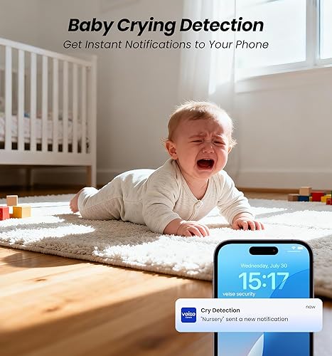 Miniatura 4 de Veise Cámara de seguridad 2K para interiores de 2.4 GHz, cámara panorámica e inclinable de 360 para mascotas con seguimiento de movimiento, monitor