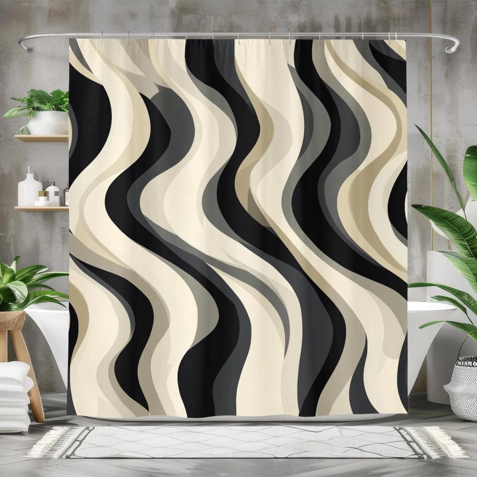 Rideau de salle de bain moderne chic en textile lavable de haute qualité 200x200