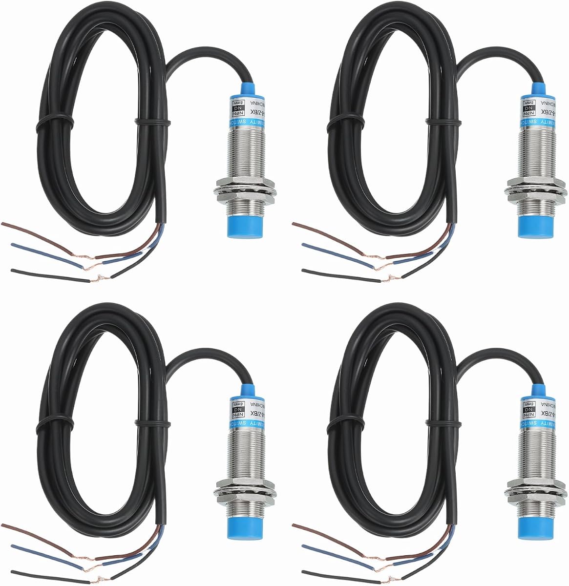 MECCANIXITY 4Pcs Inductive Proximity Sensor,NPN NO M18 DC 6-36V 300mA Proximity Switch Detector Approach Sensor 8mm 3 Wire for Industrial Automation LJ18A3-8-Z/BX