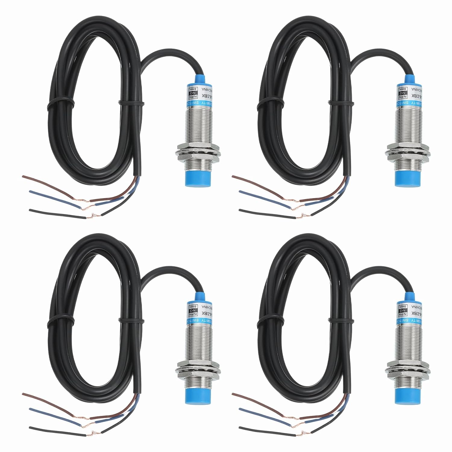 MECCANIXITY 4Pcs Inductive Proximity Sensor,NPN NC M18 DC 6-36V 300mA Proximity Switch Detector Approach Sensor 8mm 3 Wire for Industrial Automation LJ18A3-8-Z/AX