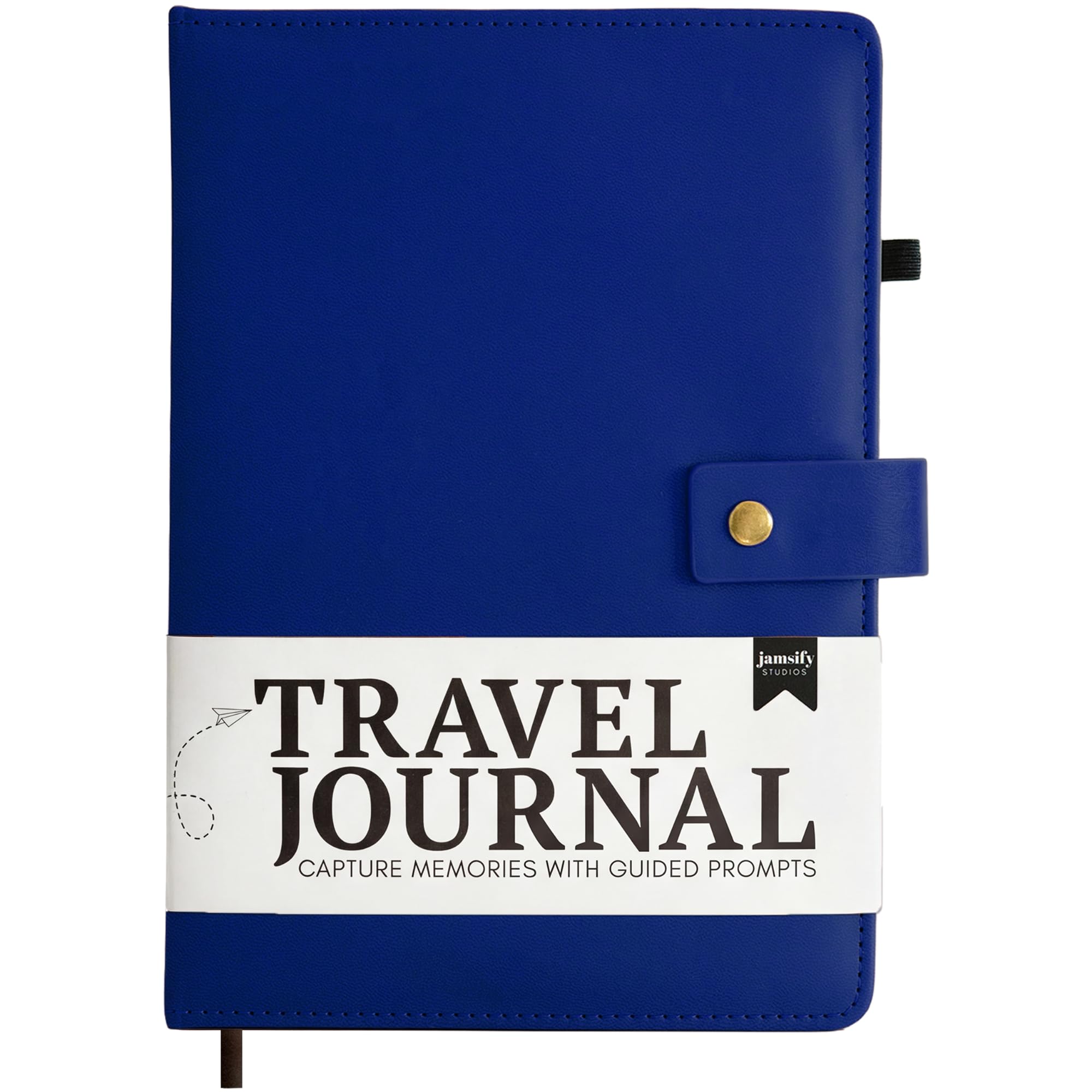 Travel Journal with Prompts (Hardcover) 2nd Edition - Vegan Leather Adventure Essential - 2-Page-A-Day Travel Journal (40 Days) for Women Men Nonbinary - A5 Daily Diary &amp; Traveler Notebook - Gift - Present - Royal Blue