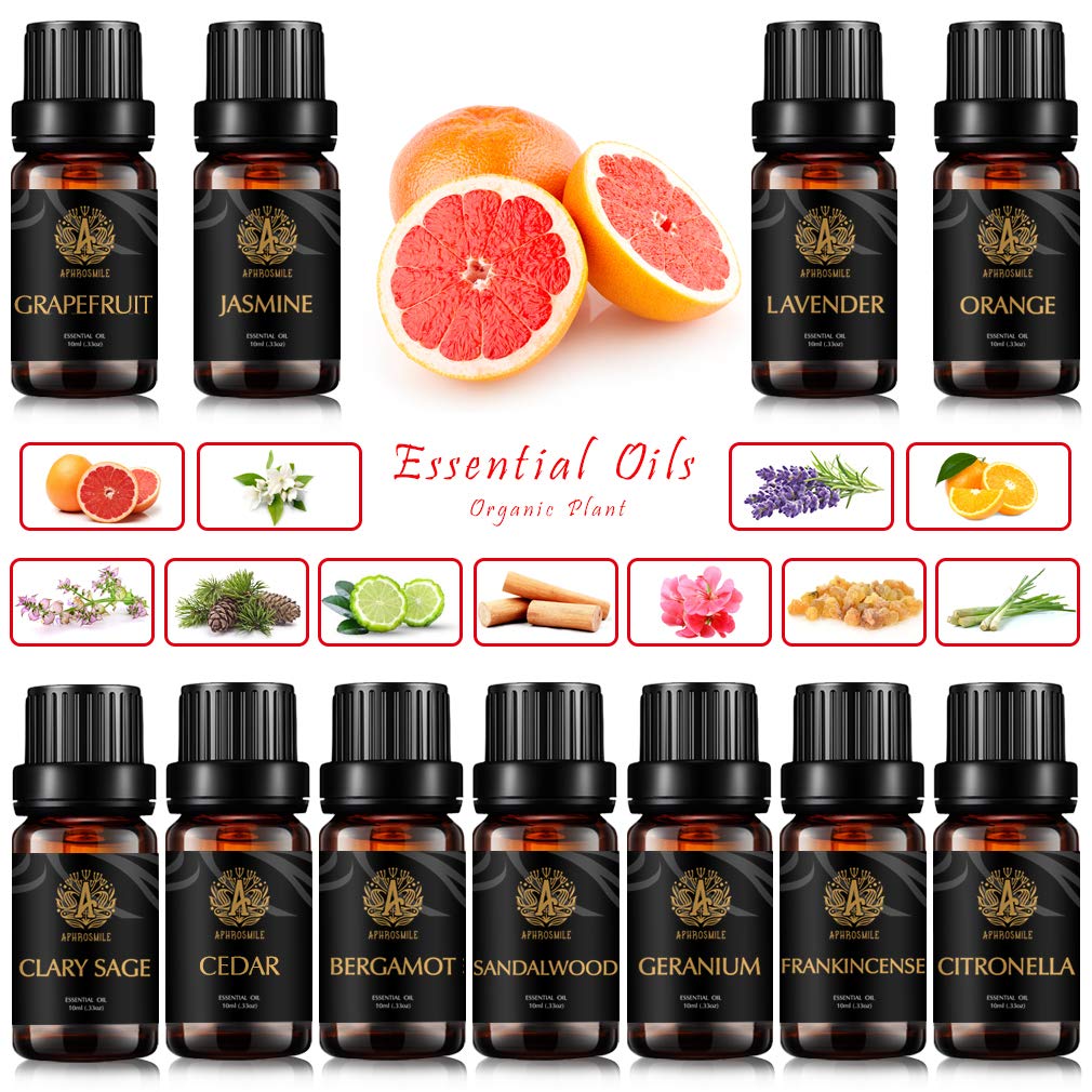 Aromatherapie Zeder ätherisches Öl Set für Diffusor, 100% pure Grapefruit ätherisches Öl Kit für Luftbefeuchter, 11 X10ml Lavendel ätherische Öle Set- Clary Salbei,Geranium Öle...