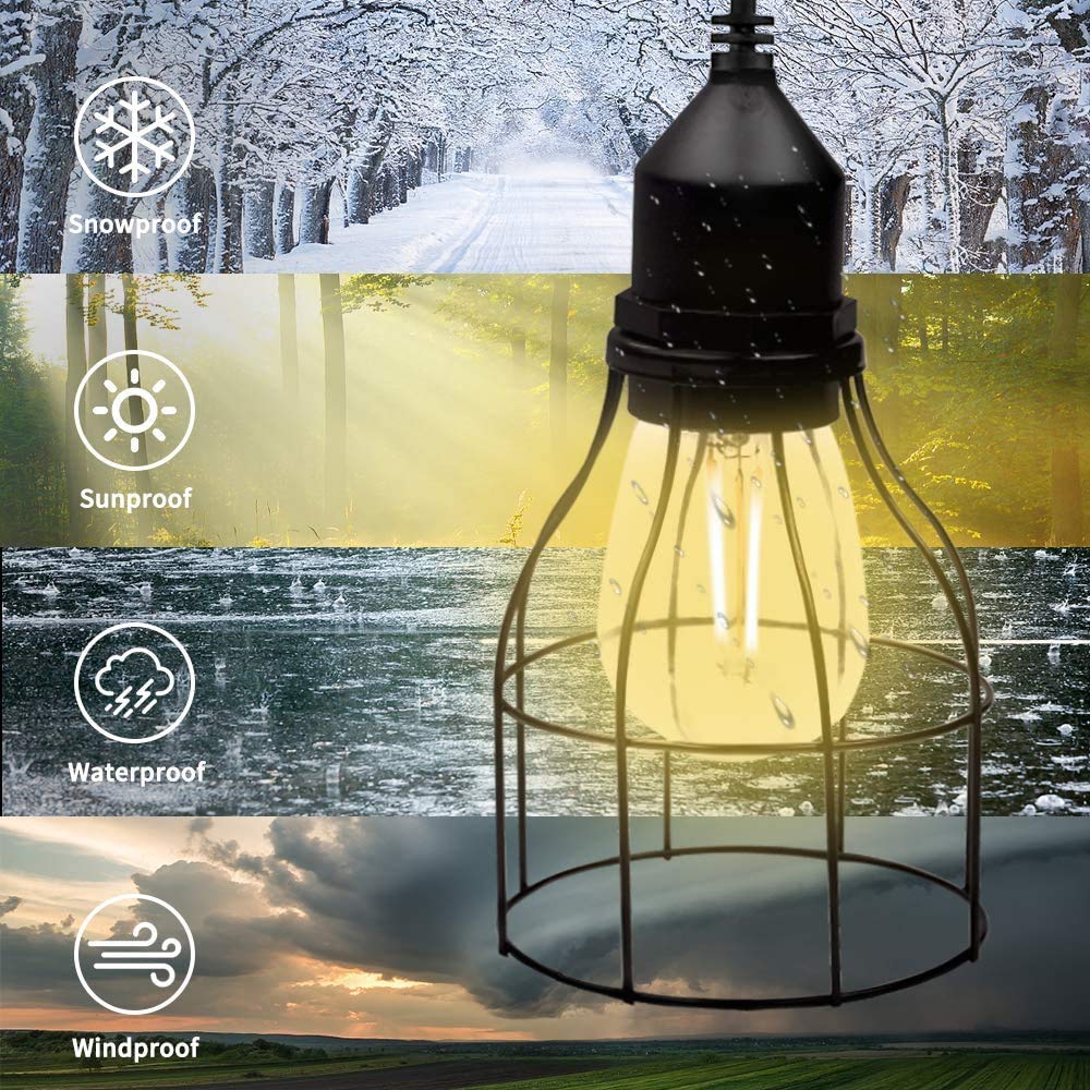 Lampada a Sospensione Solare Classica E27 LED da Appendere all'aperto a Energia Ssolare, Luce Sensibile Capannone Impermeabile, Lampada a Sospensione per Fienile, Giardino, Cortile, Balcone