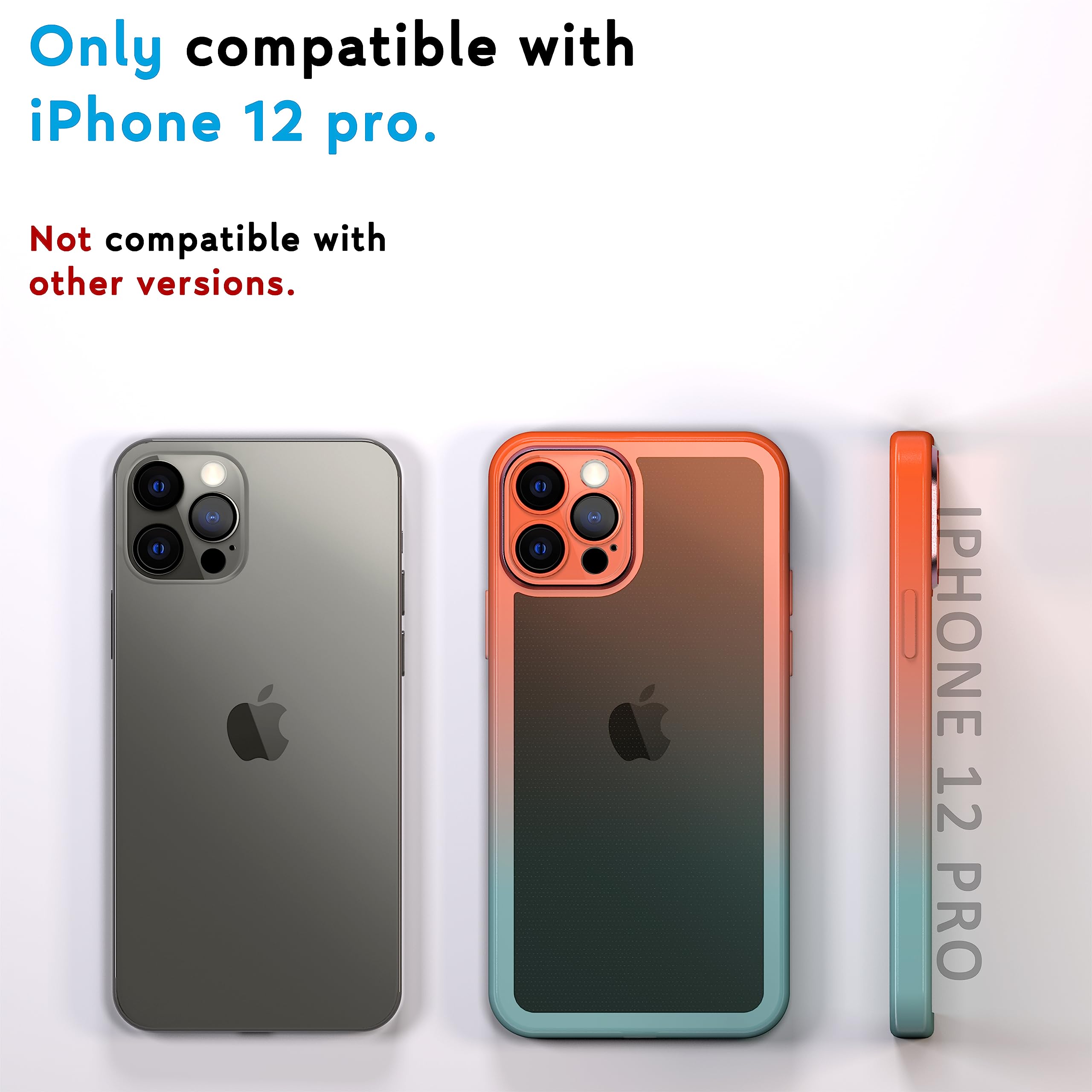 NEWTOP Cover Moda 02 Per IPhone 12 Pro – Custodia TPU Sfumata Arancione Con Protezione Fotocamera In Vetro Temperato - 3