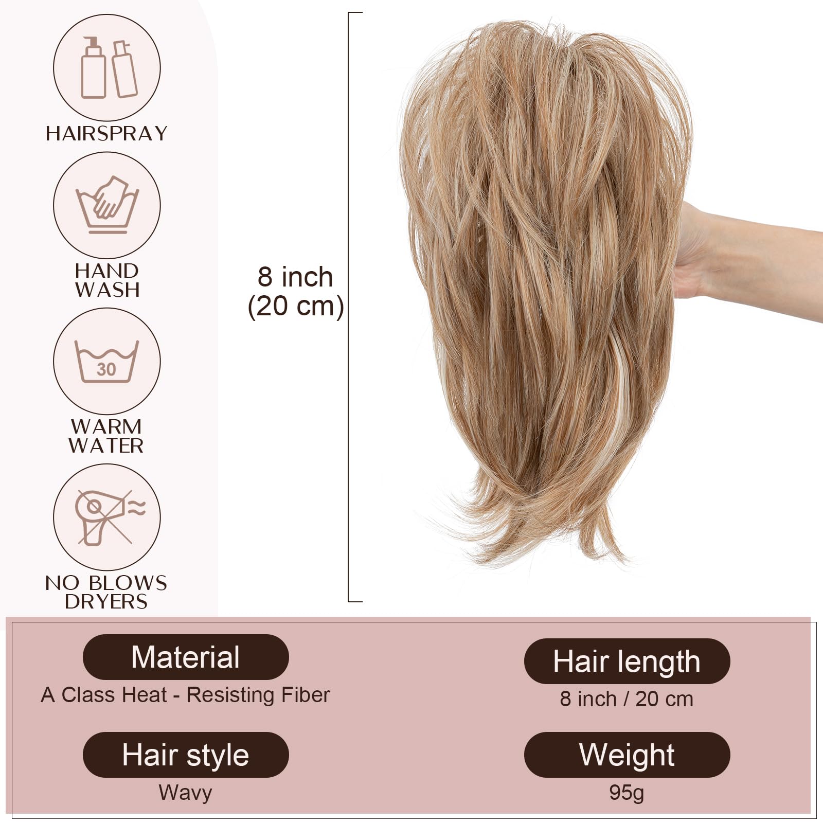 SEGO Claw Clip Ponytail Hair Extensions Bendable Metals Messy Bun Hair piece Straight Hairpieces Claw on Ponytail - Image 3