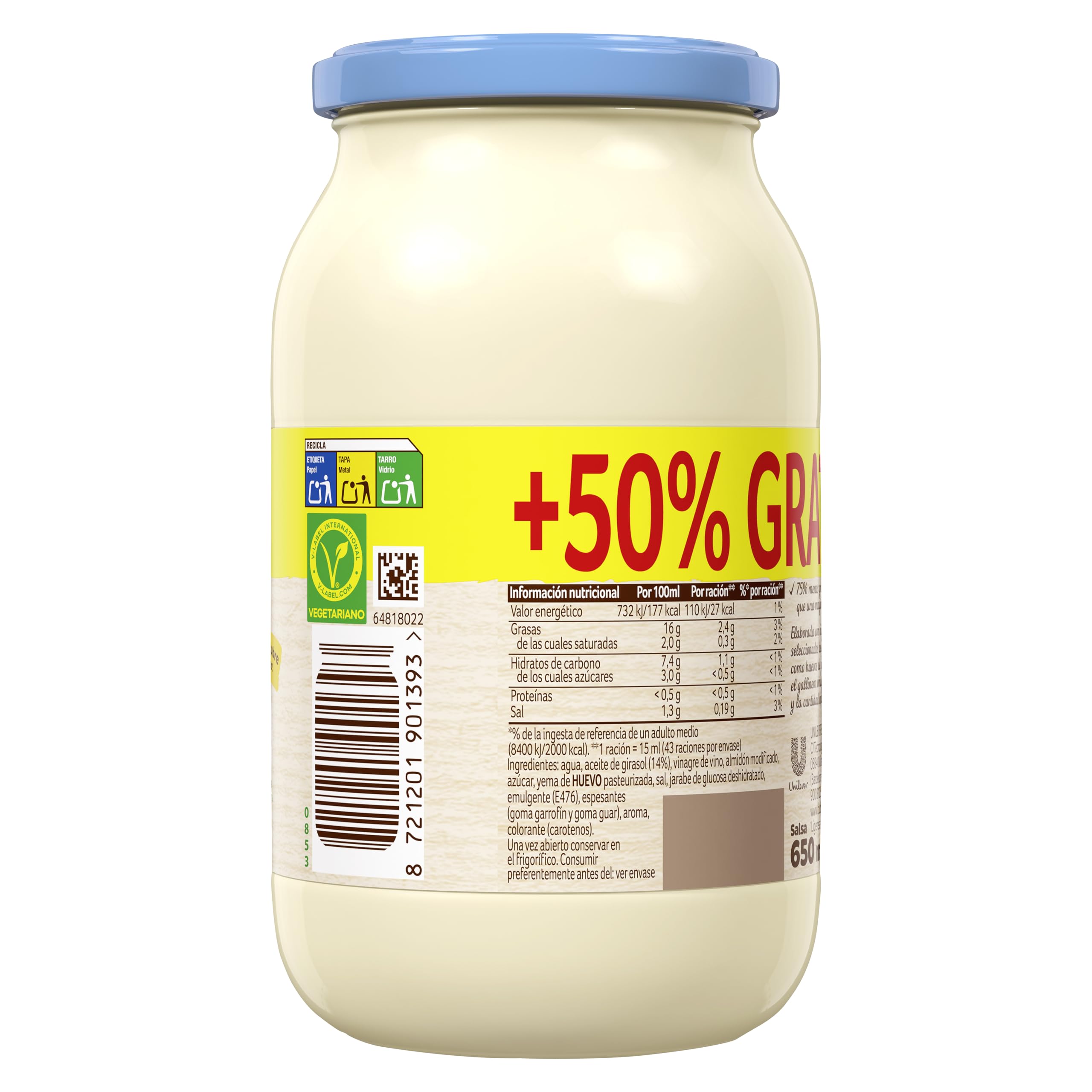 Mayonesa Ligeresa Tarro Familiar 425 ml + 225 ml Pack Ahorro
