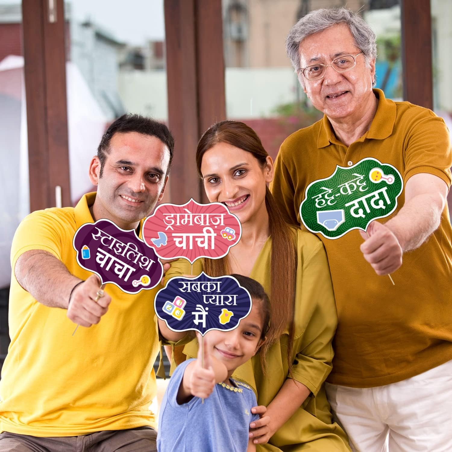 15 Hindi Baby Shower Props for Photoshoot,Photo Booth,Decorations 15 Peice,Sticks Attached for Mom to Be Shoot,Maternity Shoot, Photography Or Pregnancy Favors for Babyshower Items