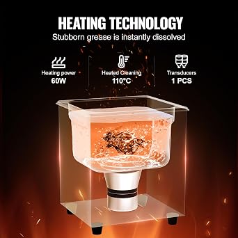 VEVOR 2L Ultrasonic Cleaner with Heater Timer & Basket, Professional Digital Sonic Cavitation Machine, 60W Cleaning Machine for Watch Instruments, Glasses, Coin, Metal Parts, Tool