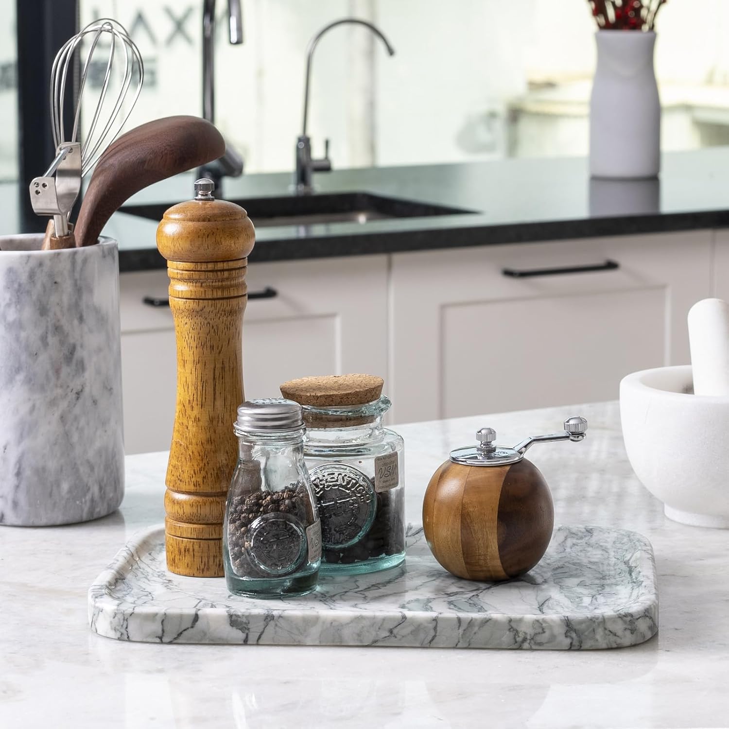 Vanity Tray, Marble Bathroom Tray Countertop, Decorative Dresser Organizer, Green Stone for Perfume Jewelry Holder Storage for Kitchen Sink(Light Green)