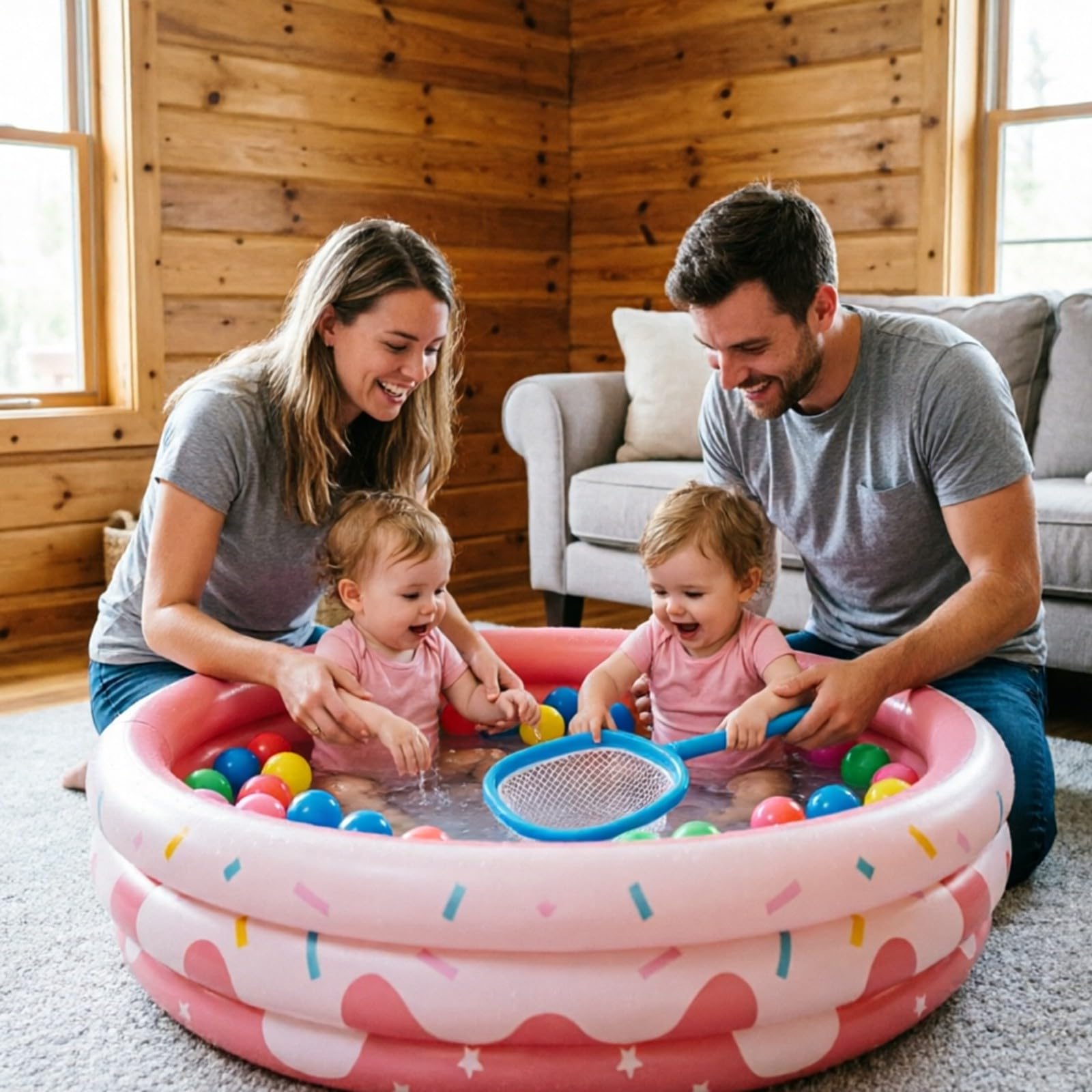Piscine Pliable Enfant Ronde avec 10 Balles, Piscine Gonflable Rond 3 Boudins, Pataugeoire Gonflable pour Bébé, Piscine à Parois Épaissies pour Jardin, Extérieur et Fêtes d’Été, Piscinette Summer Pop