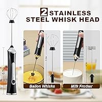 Vista 2 de Espumador de leche eléctrico de mano con 2 cabezas, batidor de café con espuma recargable por USB de 3 velocidades, licuadora de espuma para café