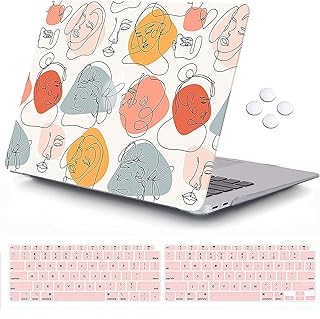 iCasso Compatible with MacBook Air 13 inch Case 2020 2019 2018 Release A2337 M1/A2179/A1932, Plastic Hard Shell Case Protective Cover&Keyboard Cover for Mac Air 13 Retina Display with Touch ID (Colorful Face)