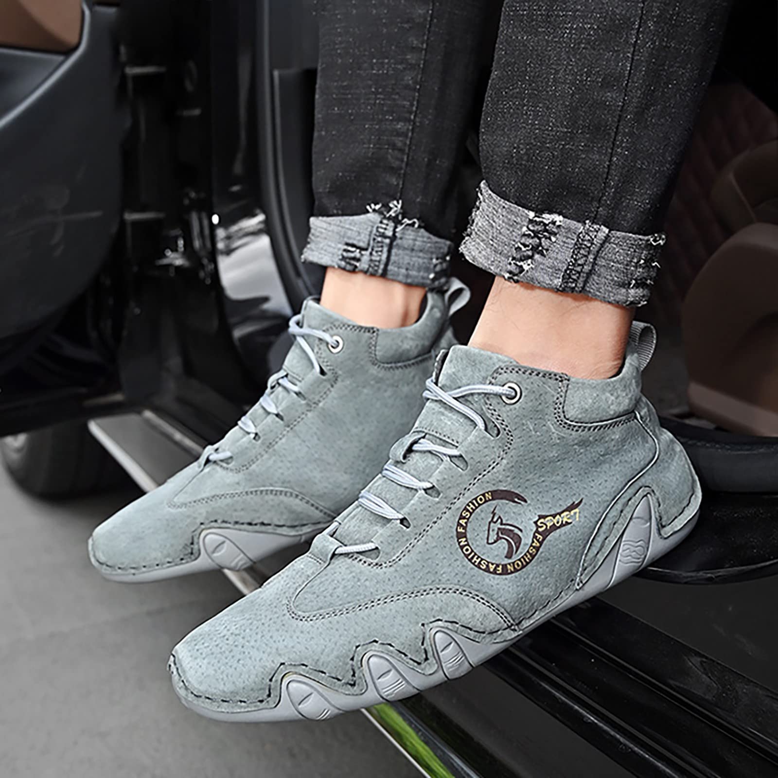 Herren-Sneaker, flach, Laufschuhe, rutschfest, Schnürung, Sportschuhe, Schnürsenkel aus Wildleder für Herren