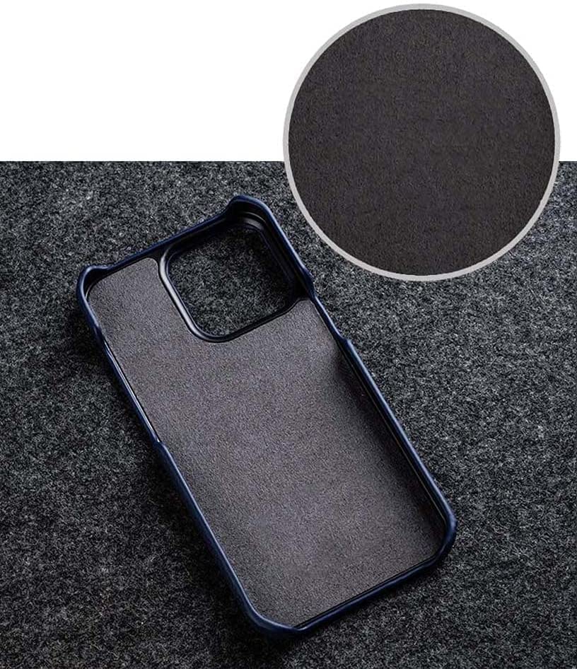 Étui cuir iPhone 13 Pro Max chic coque texture litchi orange haute qualité - 3