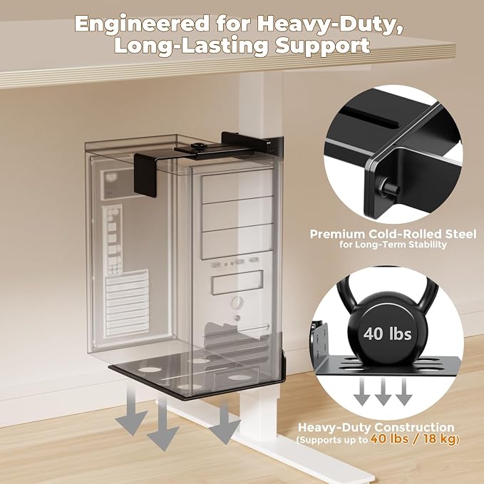 Soporte de CPU ajustable para escritorio de 75x45mm negro miniatura 7