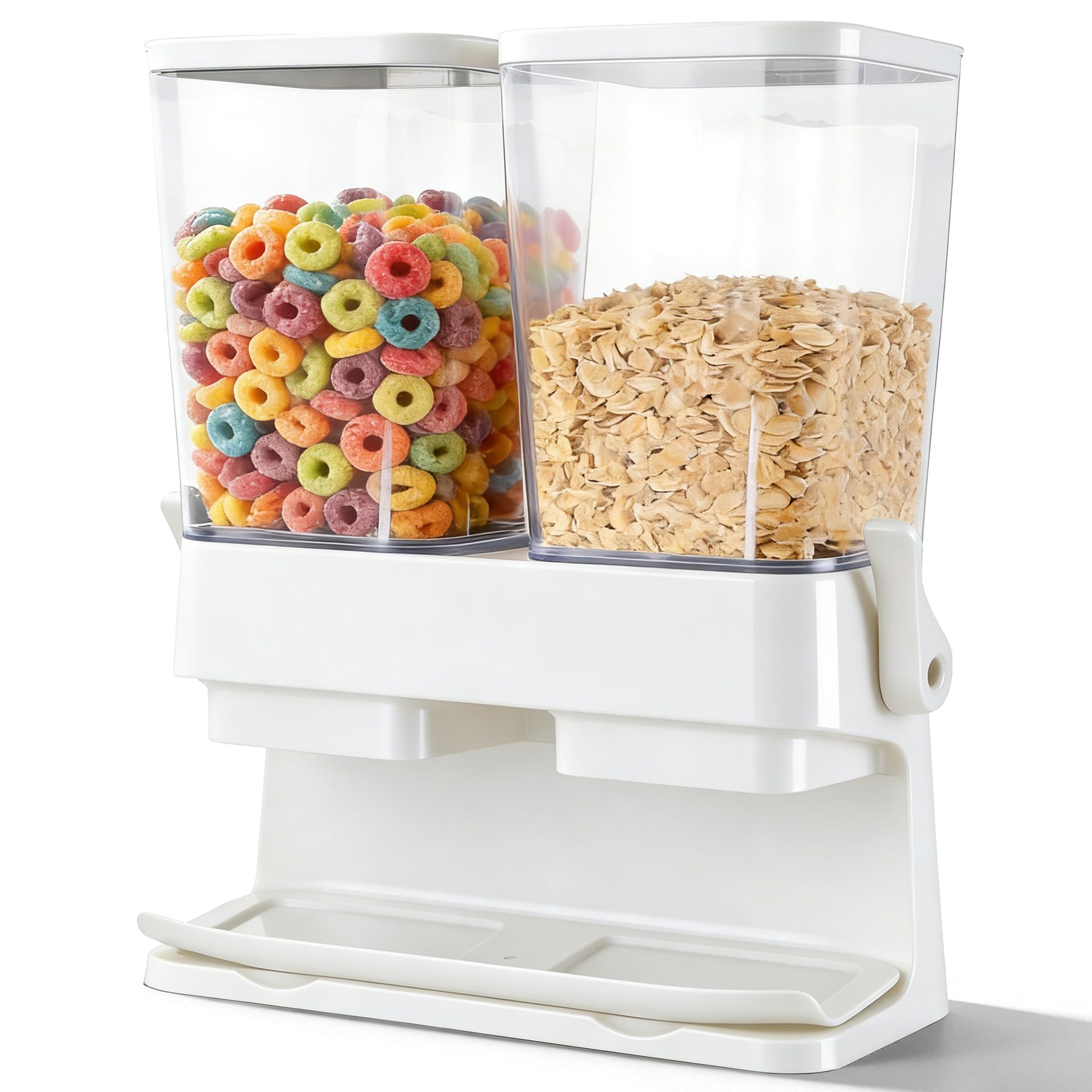 Adorabby Cereal Dispenser Countertop 2 Pack, 3L Large Cereal Containers Storage Airtight for Kitchen Pantry, Dual Control Plastic Dry Food Dispenser for Cereal, Rice, Grains, Candy, Coffee Beans
