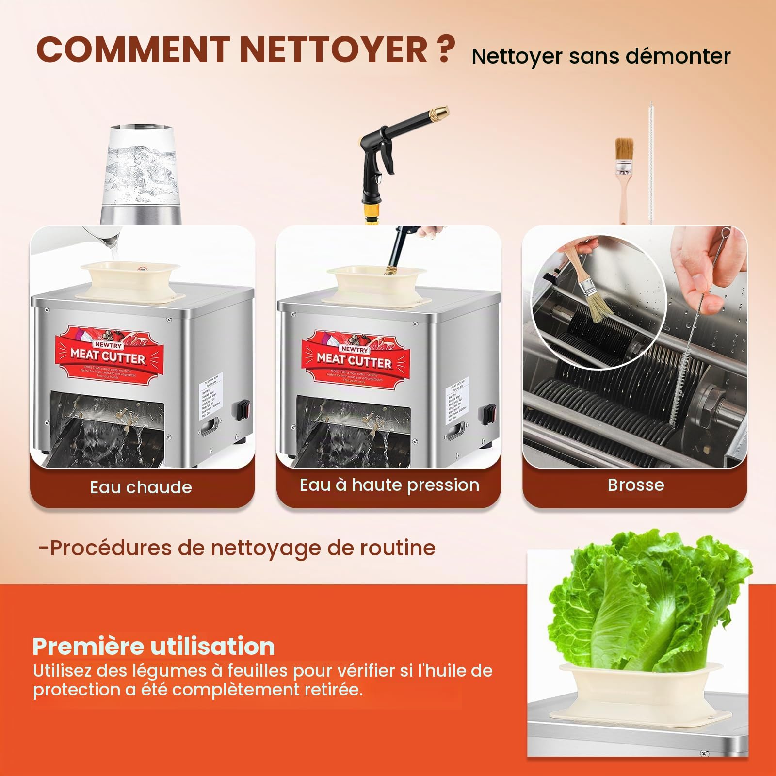 NEWTRY Trancheuse à viande commerciale 10mm 160kg/h pour Gastro | Acier inoxydable, moteur puissant, facile à nettoyer, haute efficacité, durable, polyvalent pour restaurants, traiteurs
