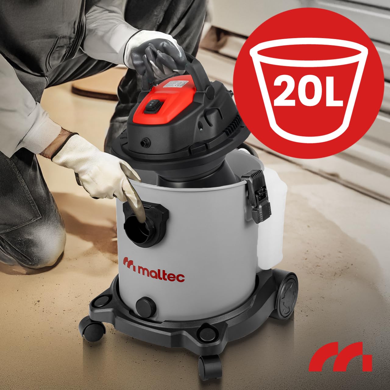 MalTec MasterWash odkurzacz do czyszczenia dywanów, 2200 W, szary, ze zbiornikiem o pojemności 20 litrów