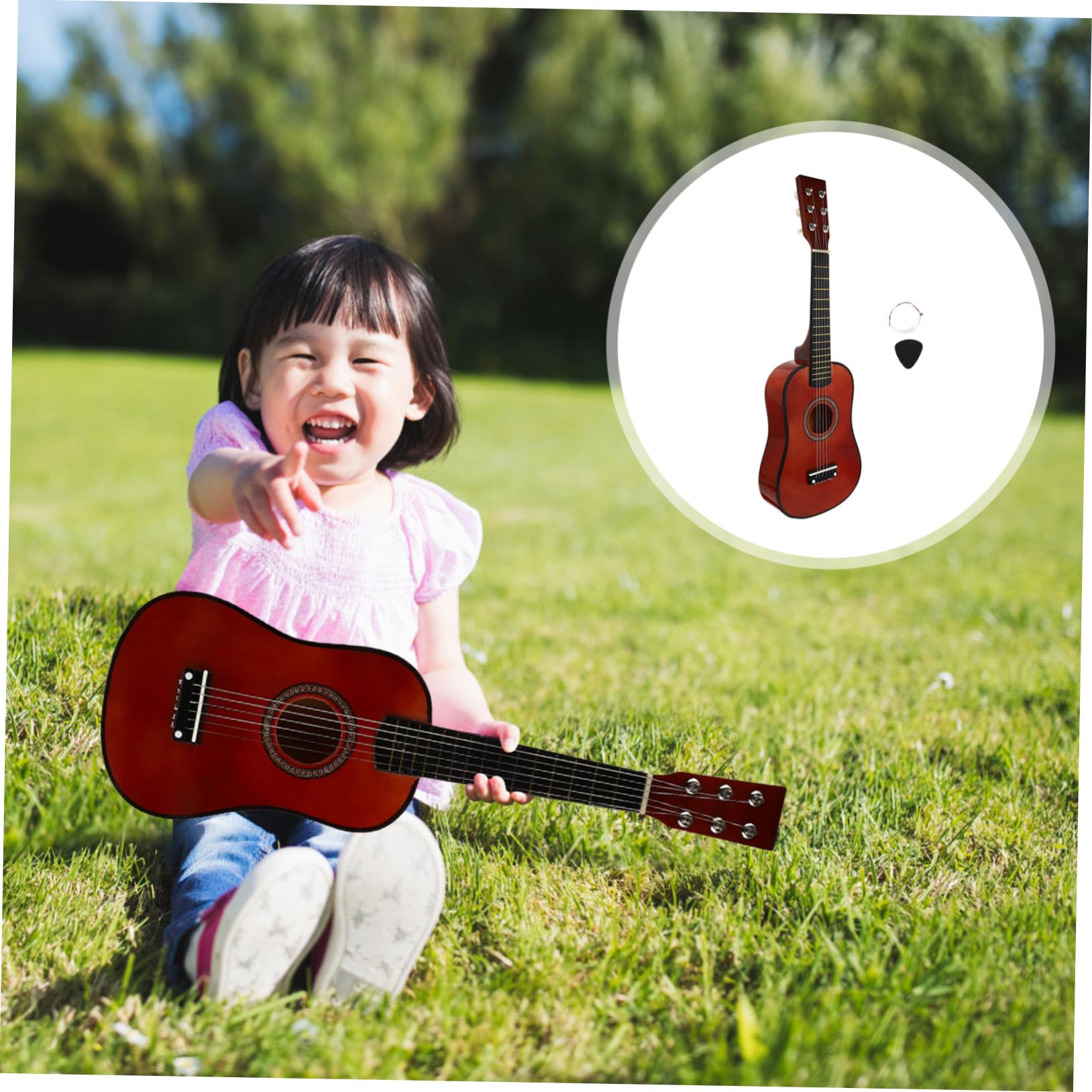 Chitarra Piccola Folk Acustica 23 Pollici in Legno per Principiante | Colore Coffee, Fattura Curata e Suono Nitido, Strumento da Pratica per Ragazzo Ragazza Colore Casuale