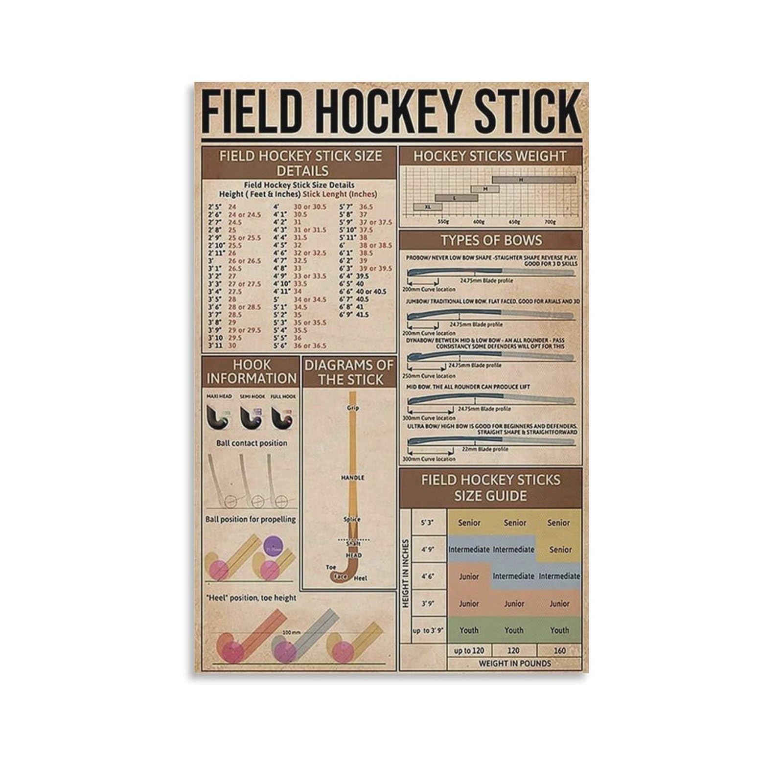 Gqvcjsw Field Hockey Stick Poster Canvas Poster Bedroom Decor Landscape Office Room Decor Gift 24X36inch(60X90cm)
