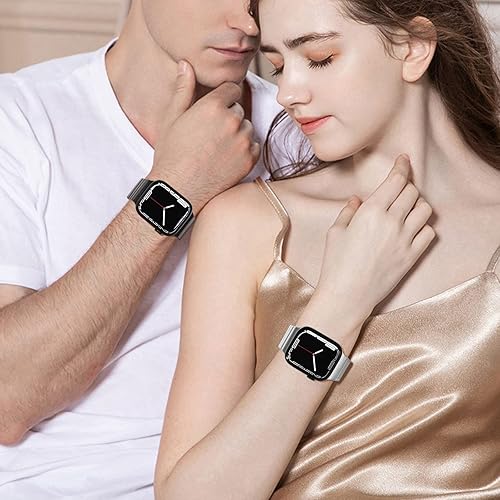 Miniatura 9 de WINGLE Correa de acero inoxidable para Apple Watch Band Ultra 2 Band de 1.929 in 1.772 in 1.732 in 1.654 in Series 9 8 7 para hombre, correa de