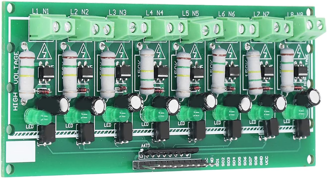 8 Channel Optocoupler Isolation Board AC 220V Detection Module Voltage Level Converter for PLC MCU Testing