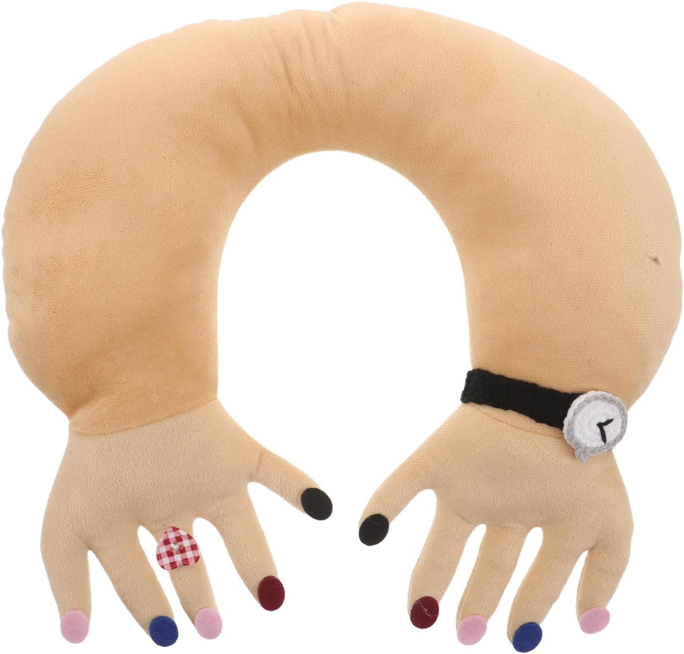 Innovative U-shaped Neck Pillow Plush Cloth Travel Cushion for Home Office | Hand Shaped Novelty, Lightweight Portable Design, Cute Funny Festival Style