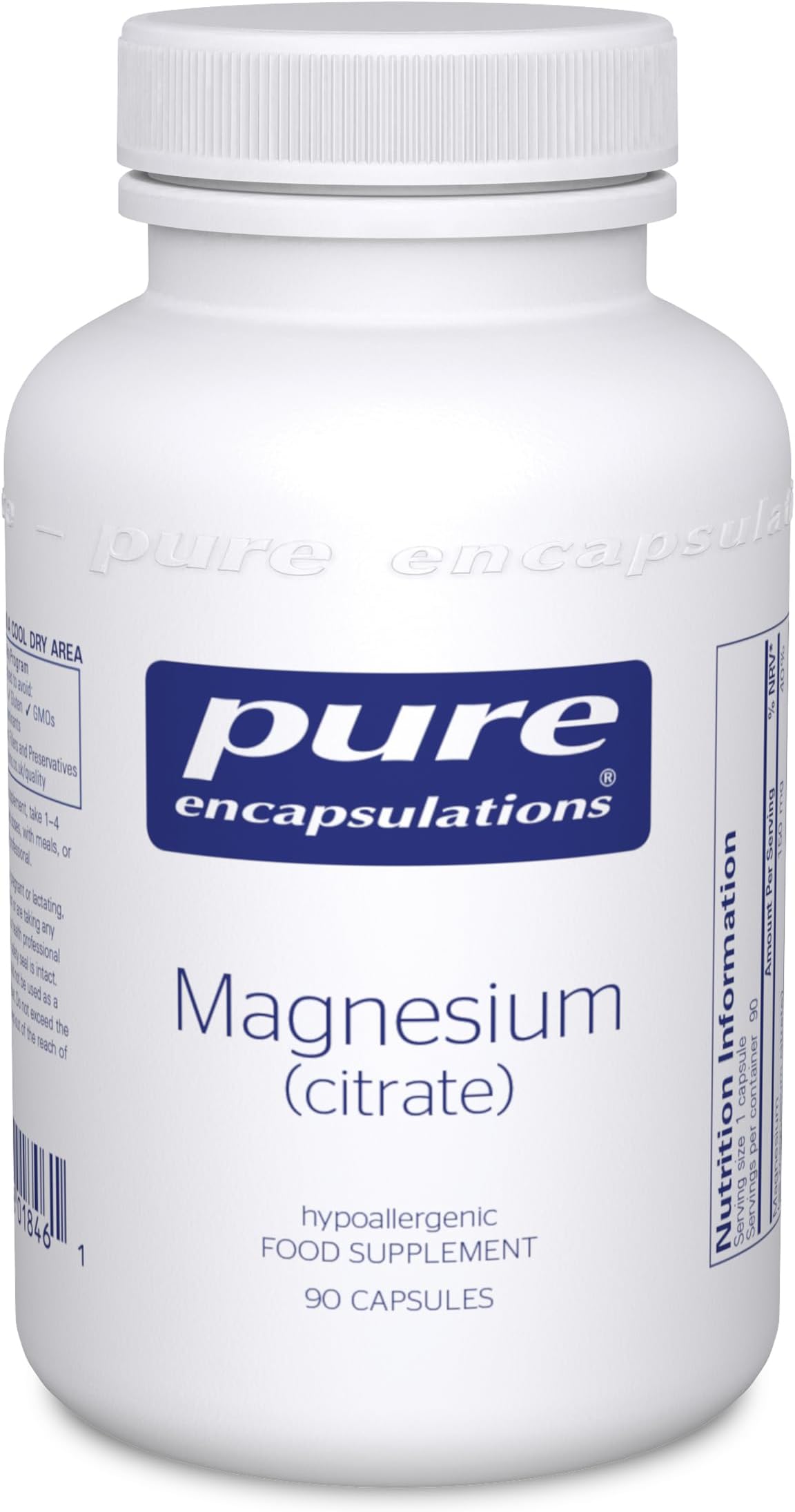 Pure Encapsulations Magnesium (Citrate) 150mg - Highly Bioavailable Magnesium Chelate - 90 Capsules