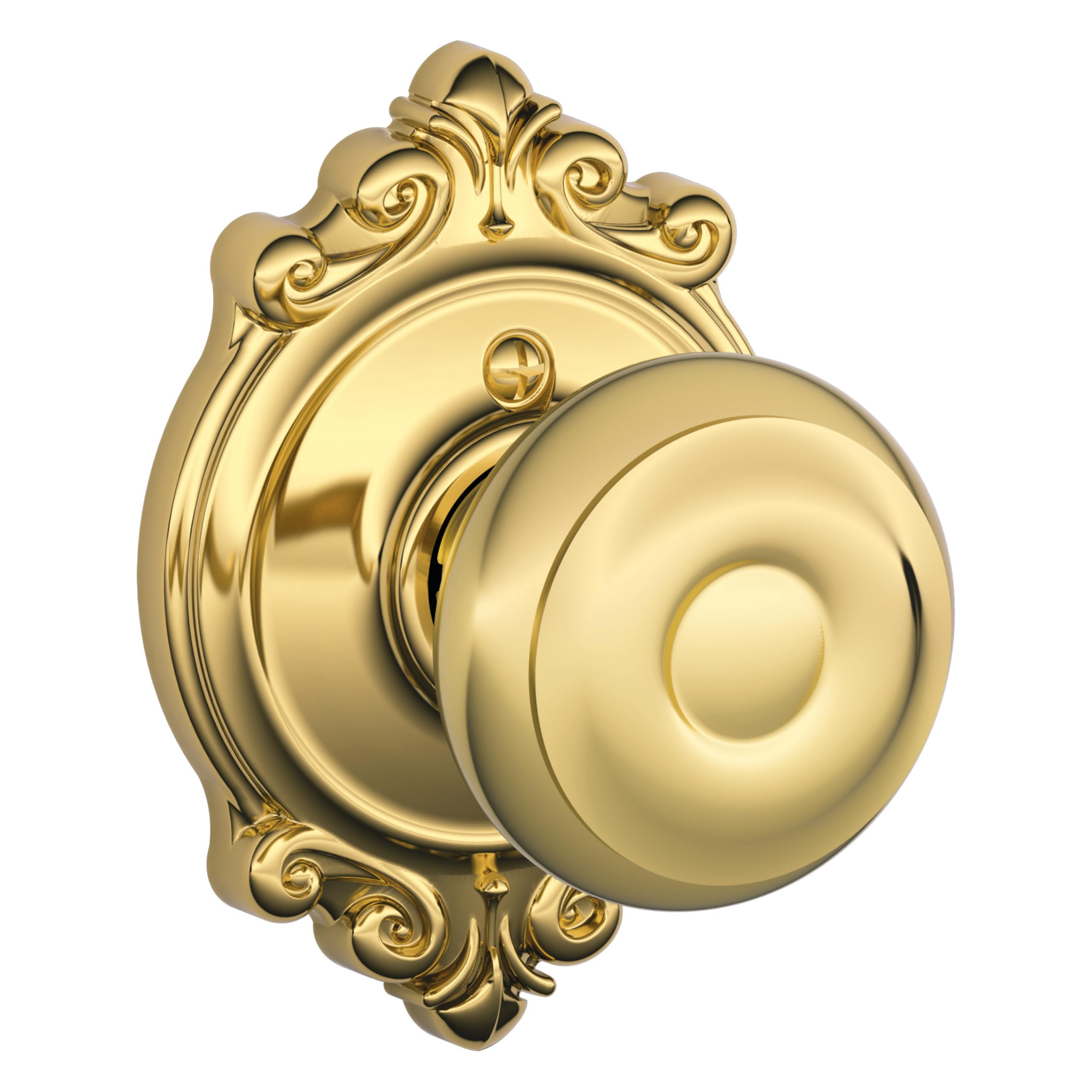 SCHLAGE Georgian Non-Turning Dummy Door Knob, Brookshire Trim, Bright Brass