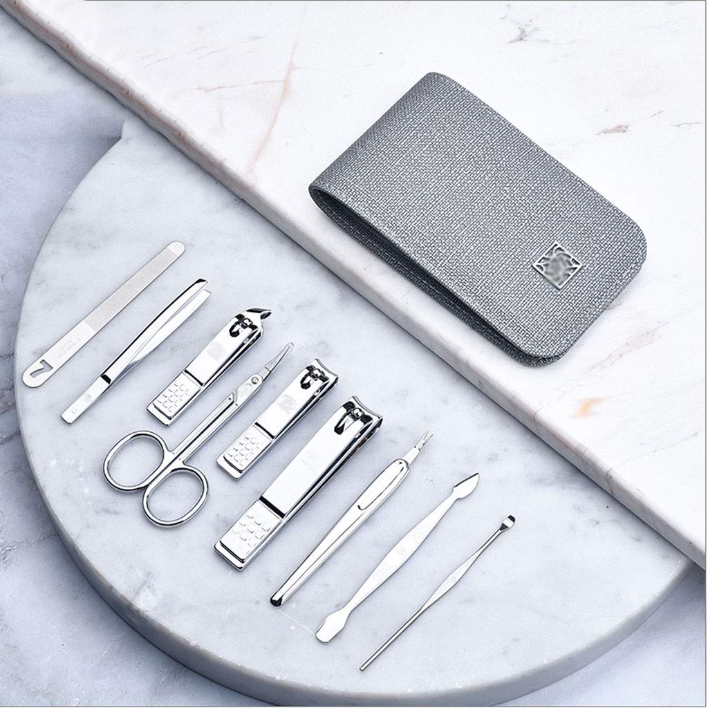 Cortaúñas, juego de cortaúñas, juego de manicura, juego de pedicura, juego de cortaúñas, 9 piezas, kit de aseo profesional for hombres, kit de viaje portátil de acero inoxidable, kit de uñas for mujer