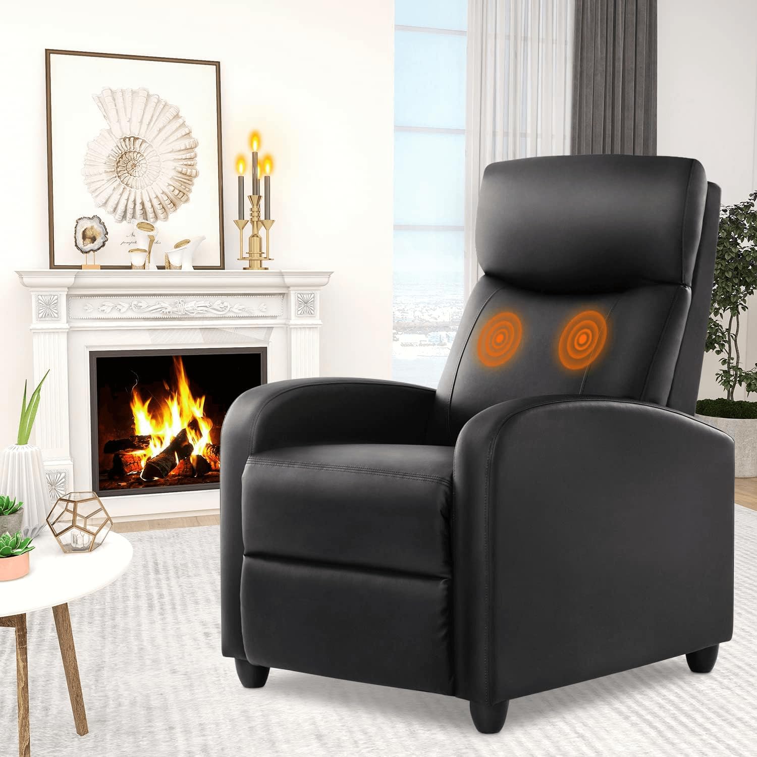Yapamar Multi-Functional Single Massage Recliner Sofa,8 Different Massage Modes and Heating,Casual Chair for Living Room for Rest, Sleep, Watch TV or use The Computer - Black