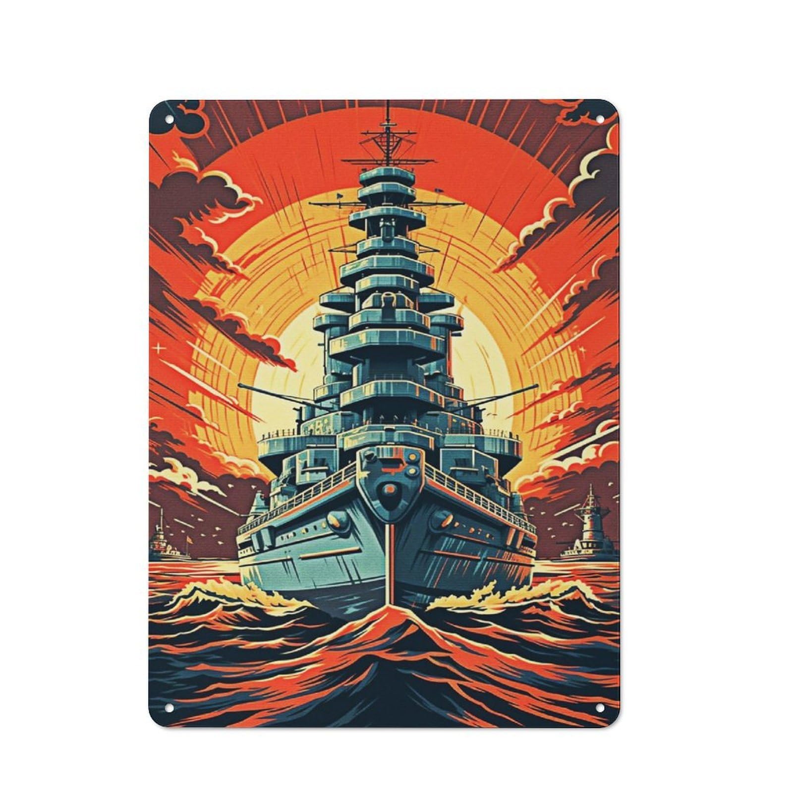 Junmoney Vintage Warships Vintage Metal Sign 40X30cm For Guest Room Or Hallway, Suited To Guest Room Decorators