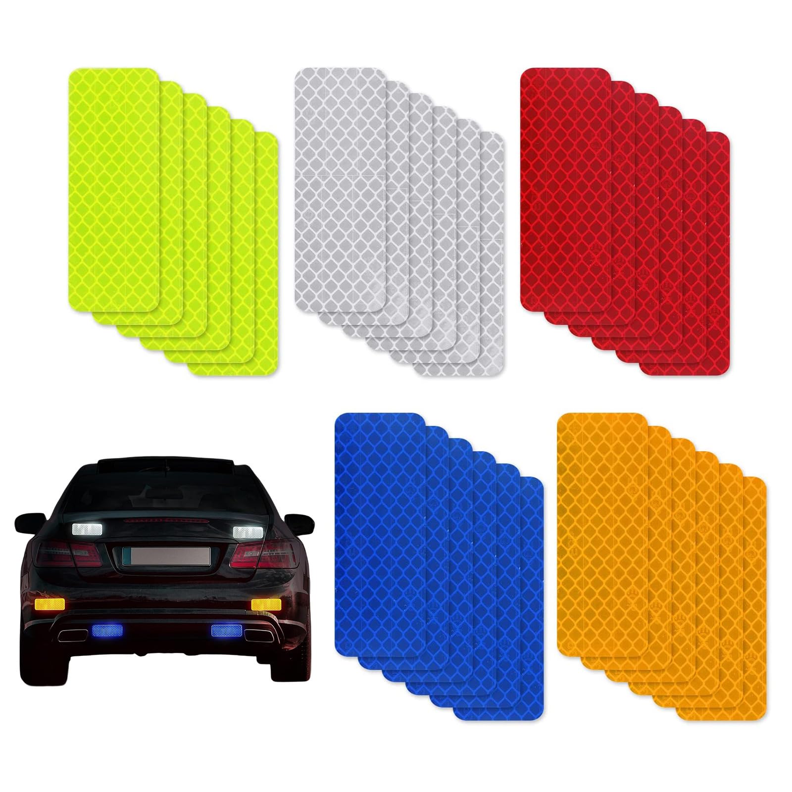 Safety Reflective Stickers 50pcs, Warning Stick-on Car Reflector Waterproof Tape for Vehicle, Bicycles, Motorcycles