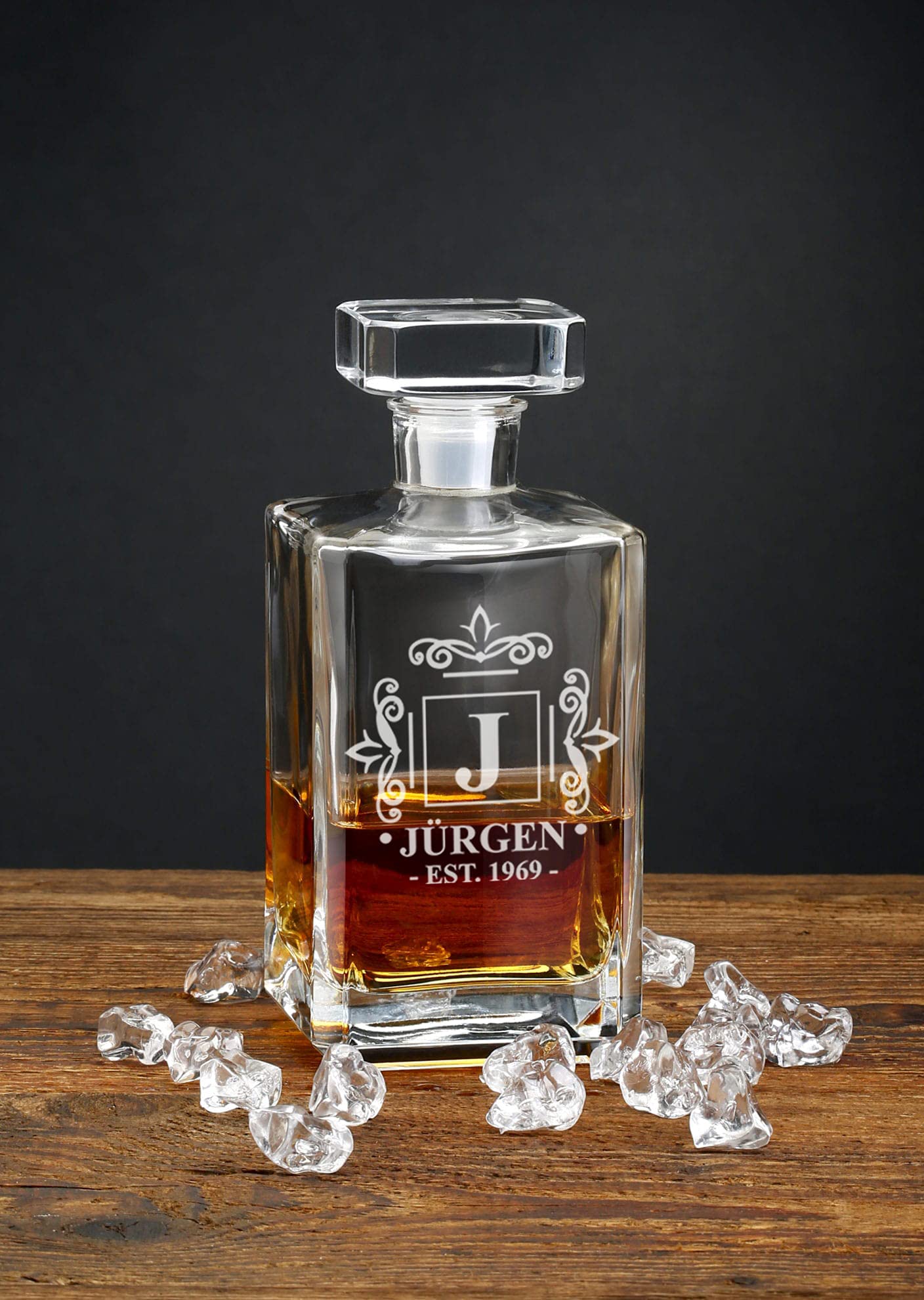 Juego de decantador con vasos de whisky, juego de whisky personalizado de 700 ml con + 4 vasos de 270 ml
