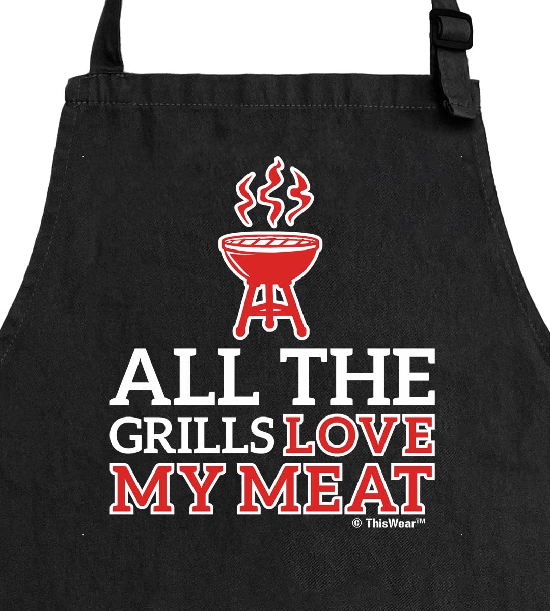 Chef Gifts For Men All The Grills Love My Meat Two Pocket Adjustable Bib Apron Black
