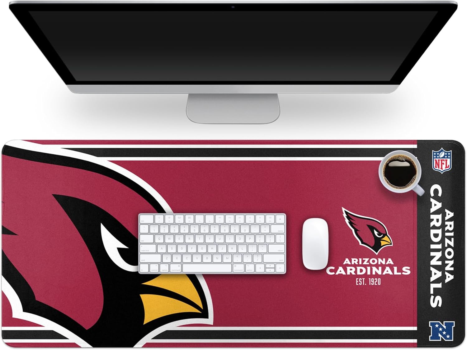 FOCO NFL Official Established Primary Logo Wordmark Home Office Desk Pad Mouse Pad Mat 35" x 16" (Arizona Cardinals, Arizona Cardinals)