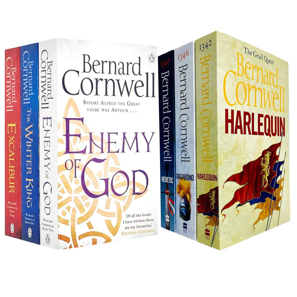 Warlord Chronicles Series & The Grail Quest Series 6 Books Collection Set By Bernard Cornwell (Enemy of God, Excalibur, The Winter King, Harlequin, Vagabond, Heretic)